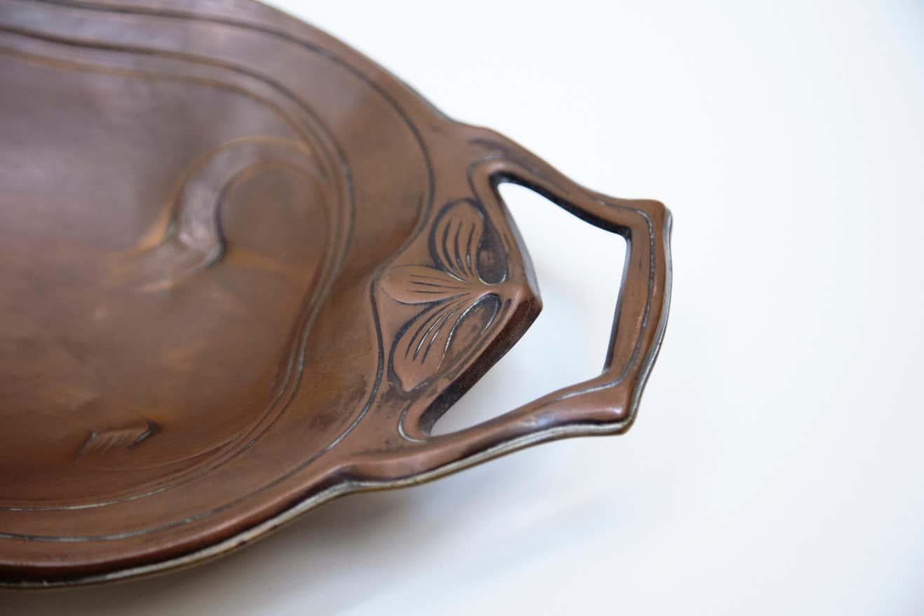 Early 20th Century Catalan Modernist Copper Tray from Barcelona, circa 1920 For Sale