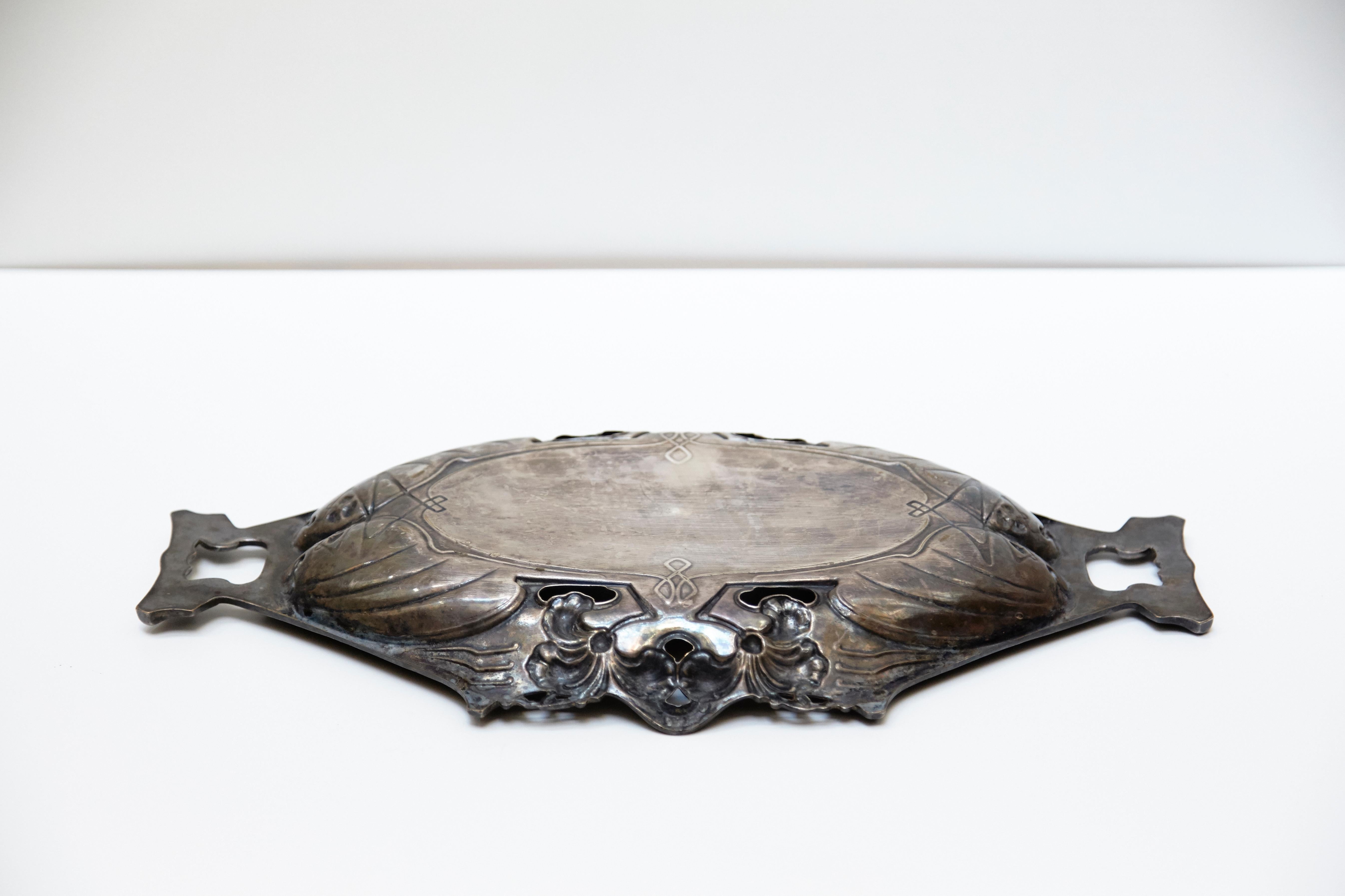 Catalan Modernist Pewter Tray from Barcelona, circa 1920 6