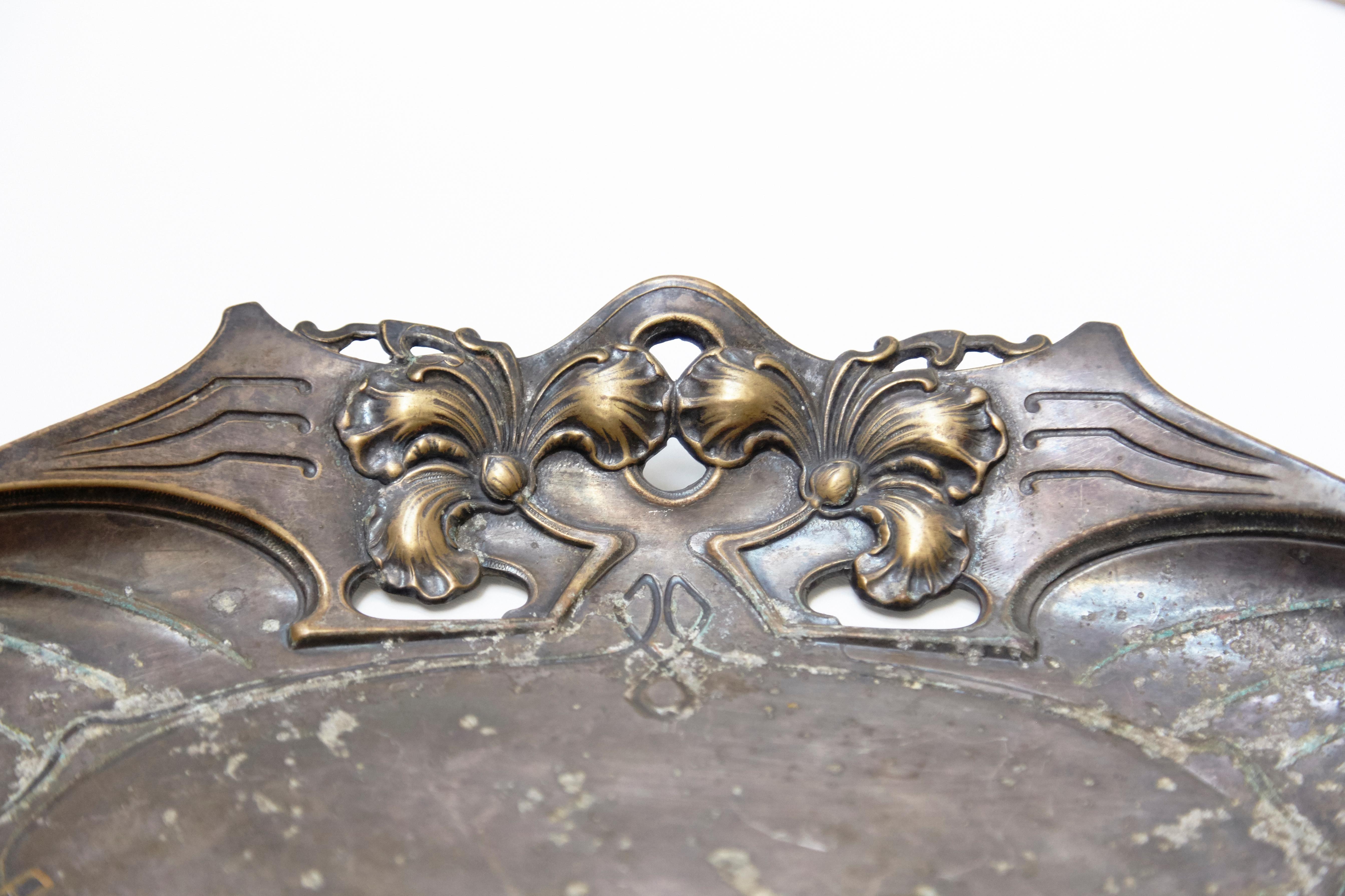 Catalan Modernist Pewter Tray from Barcelona, circa 1920 3