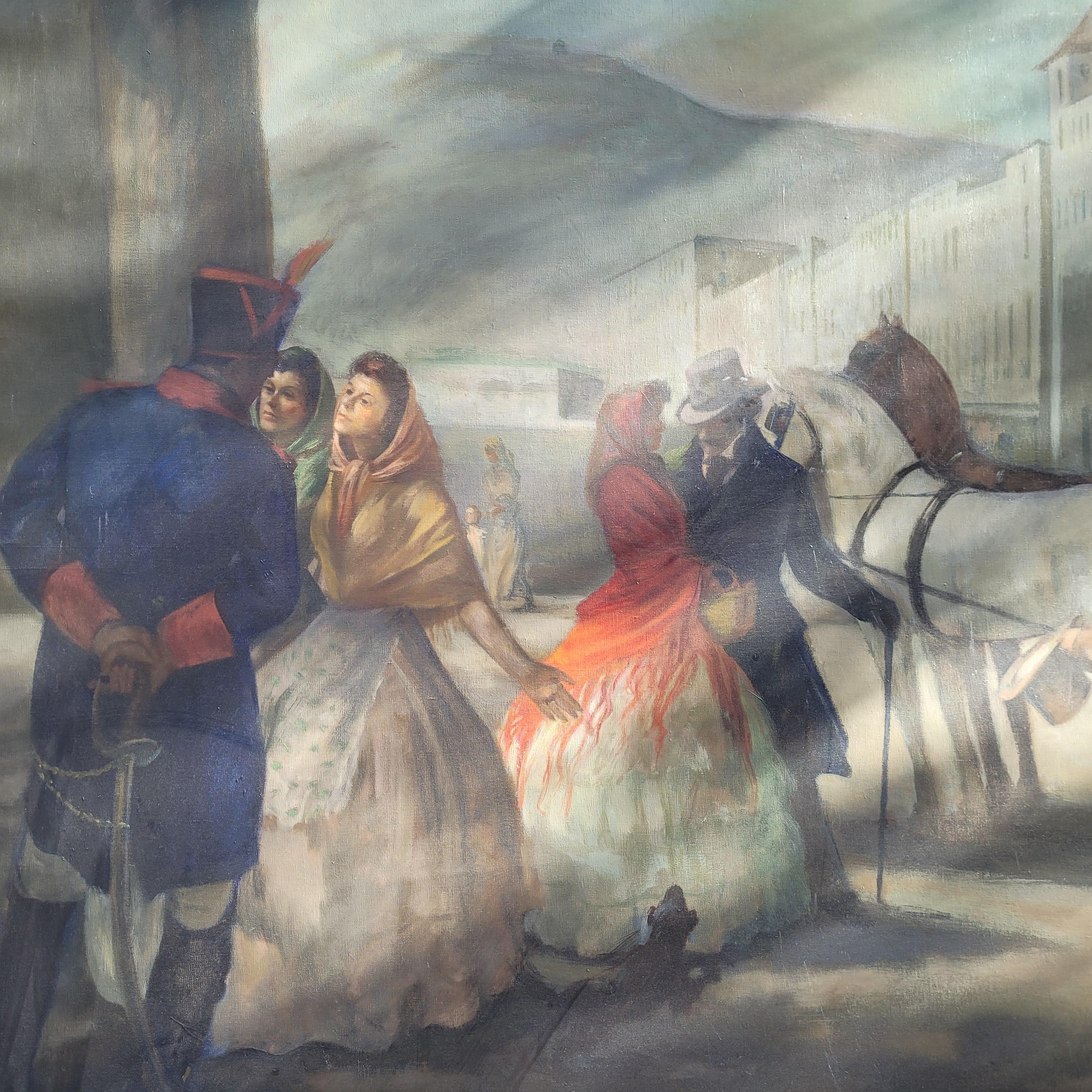 Spanish Catalan School Large Painting  
