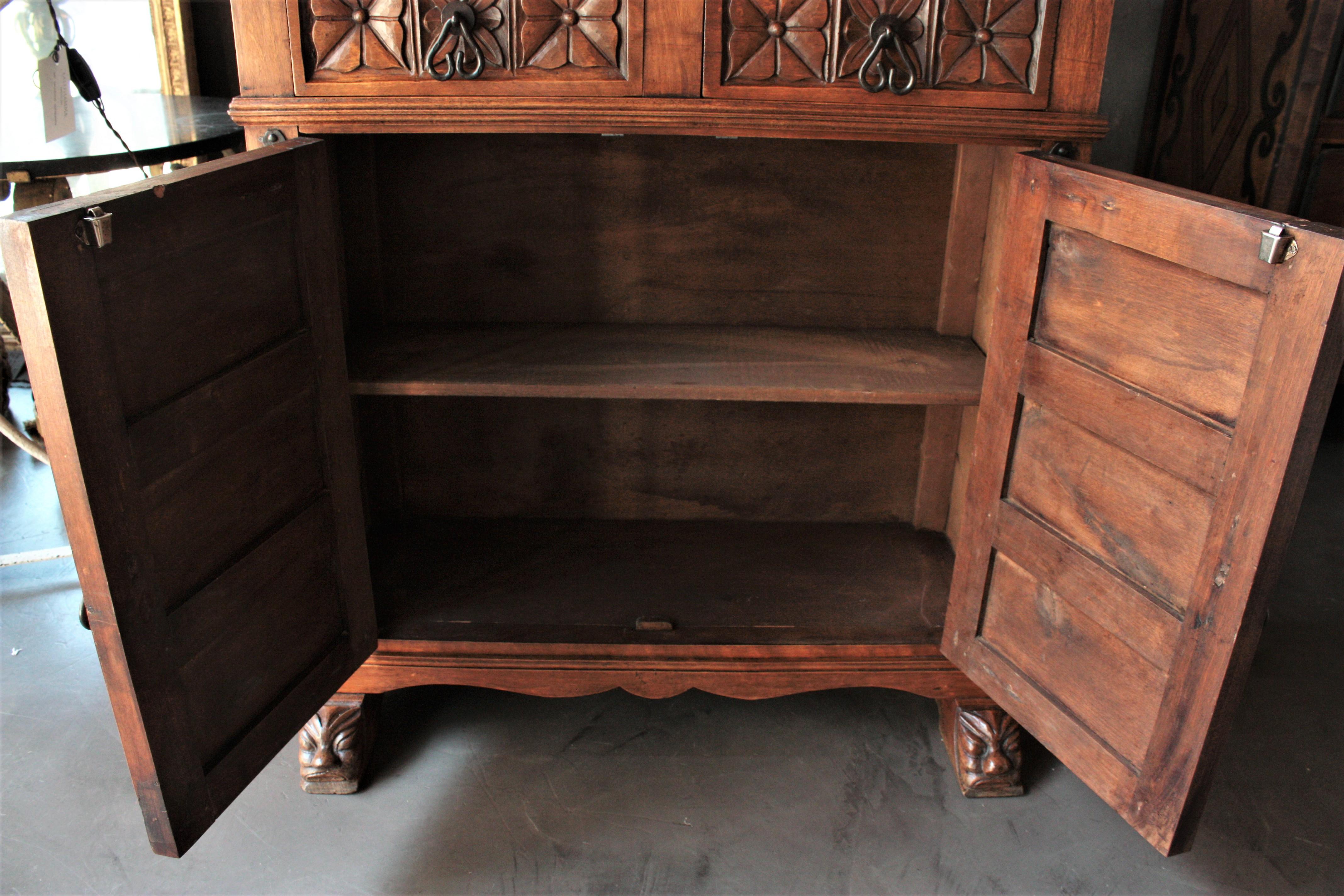 Catalan Spanish Carved Walnut Two-Drawer Credenza or Buffet 7