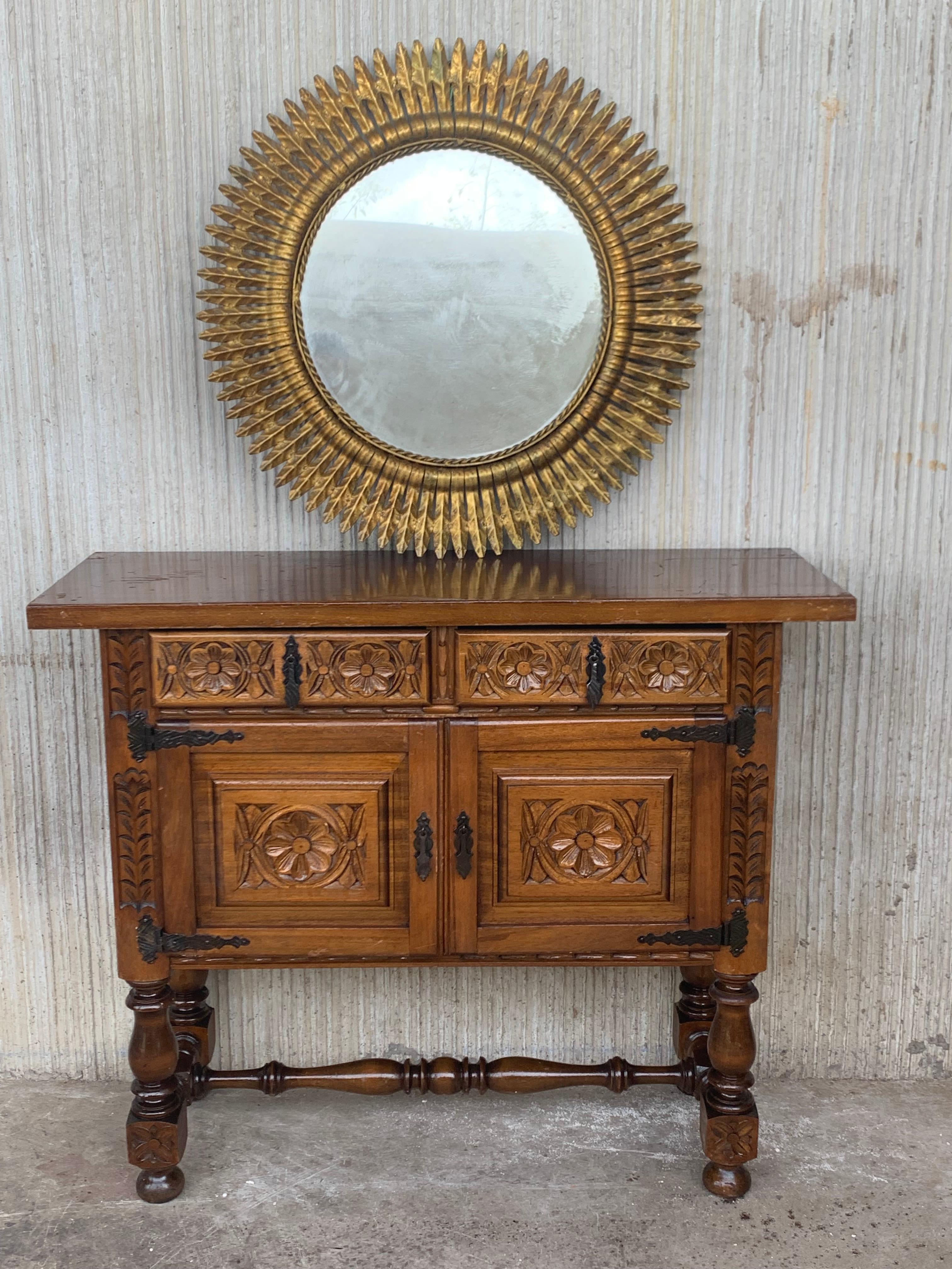 Catalan Spanish Hand Carved Cabinet with Two Doors and Two Drawers 8