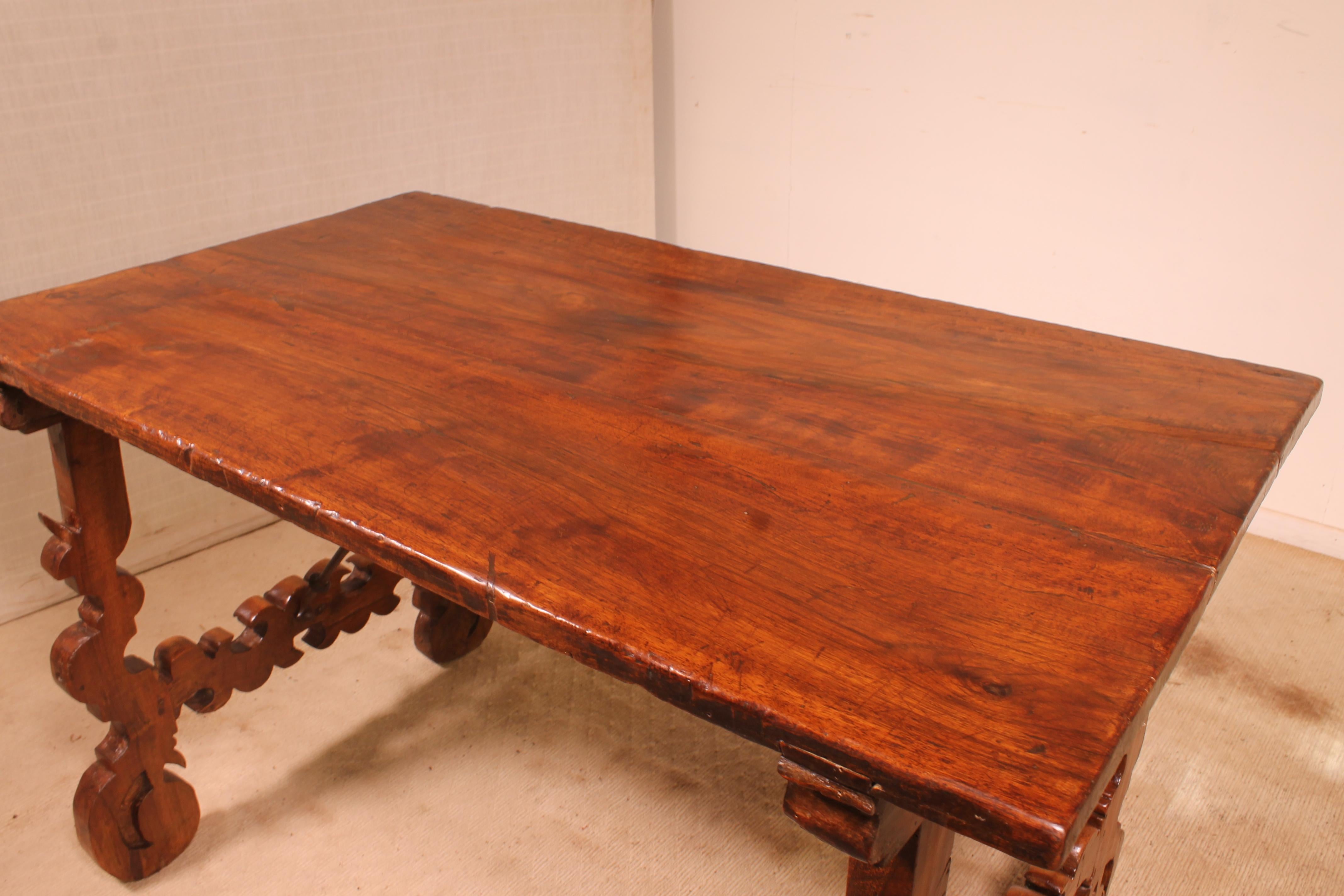 18th Century and Earlier Catalan Table in Walnut 17th Century, Spain