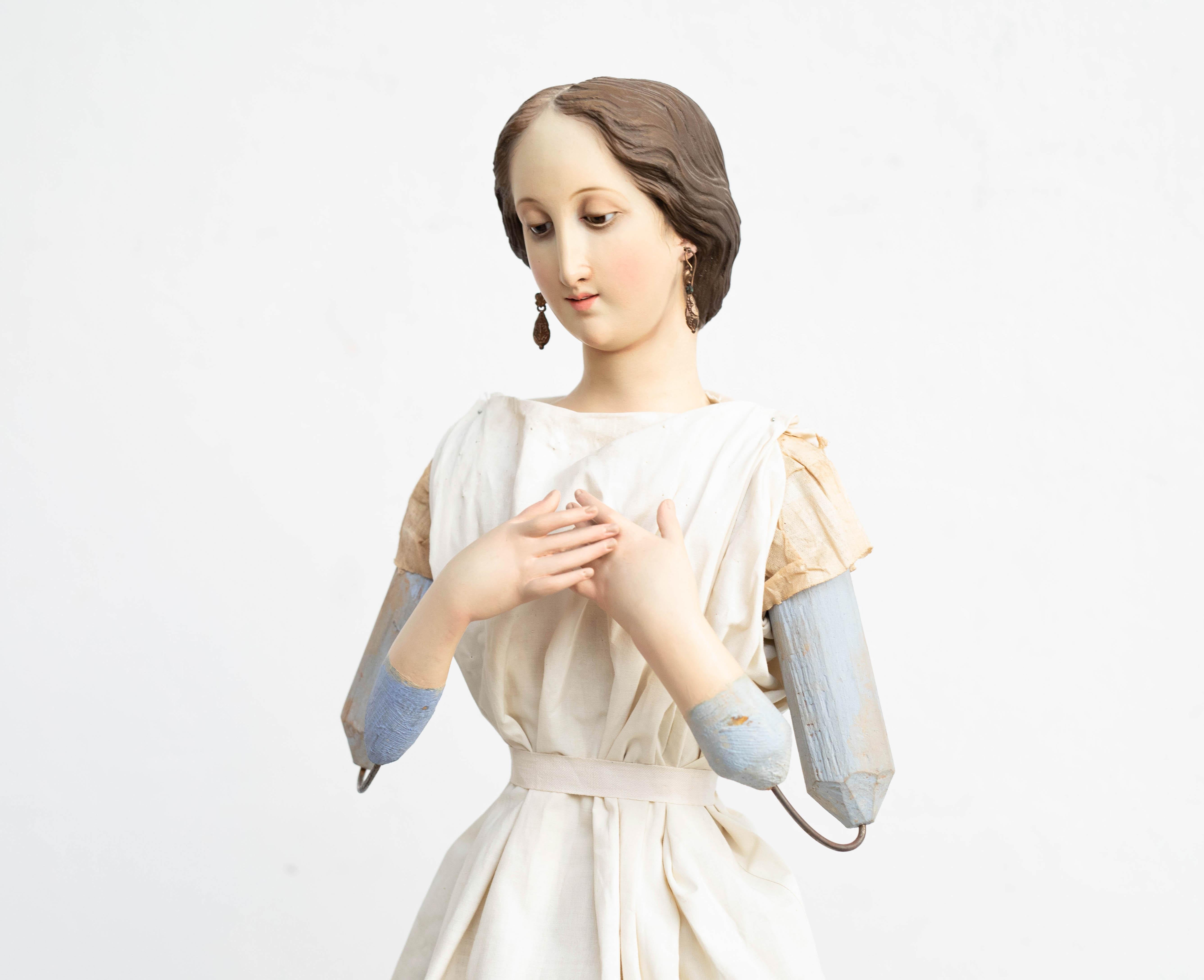 Catalan Virgin Wood Sculpture, Capipota For Sale 10