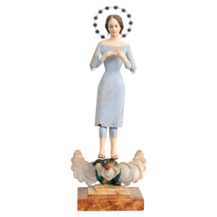 Rare Important Catalan Virgin Wood Sculpture, Capipota, circa 1930