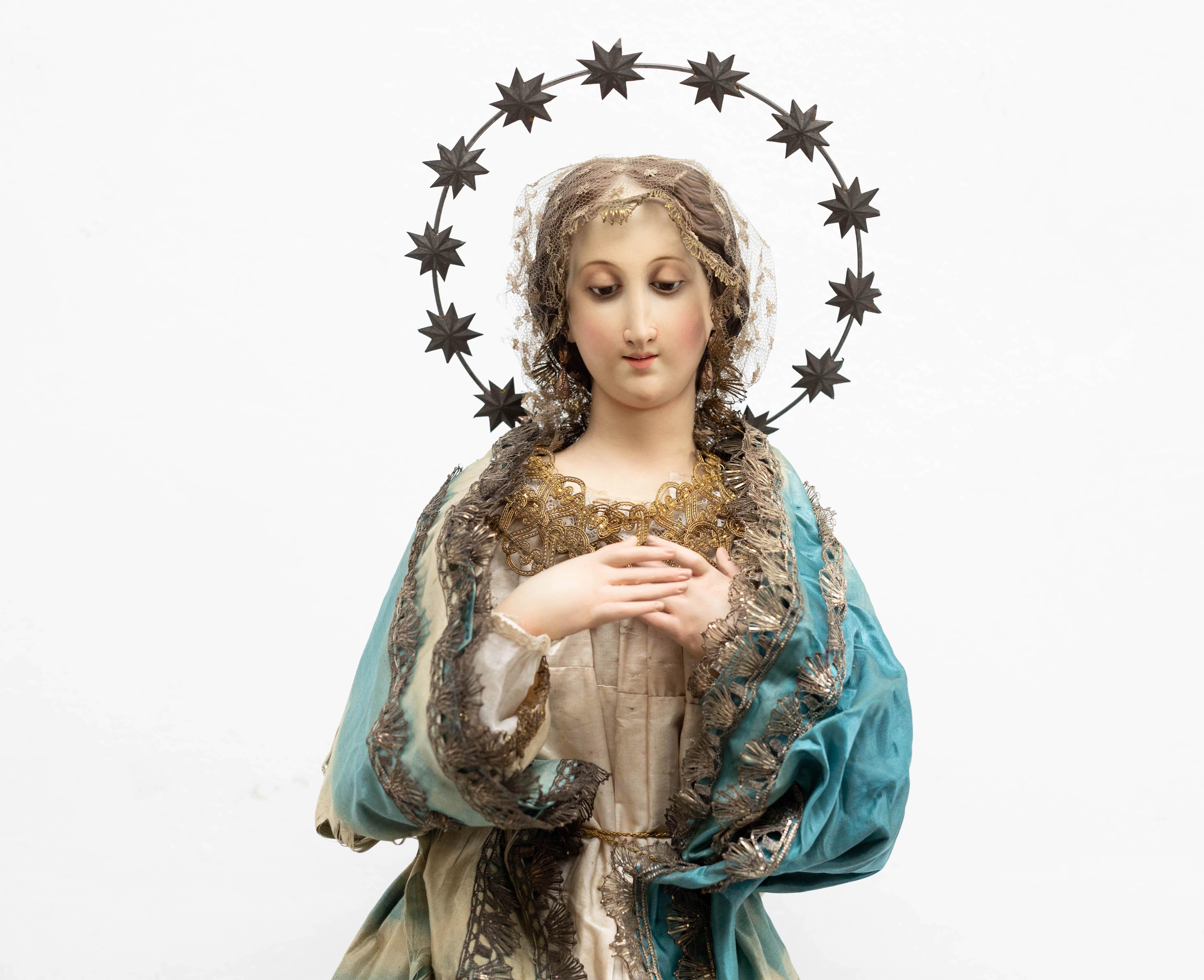 Modern Catalan Virgin Wood Sculpture, Capipota For Sale