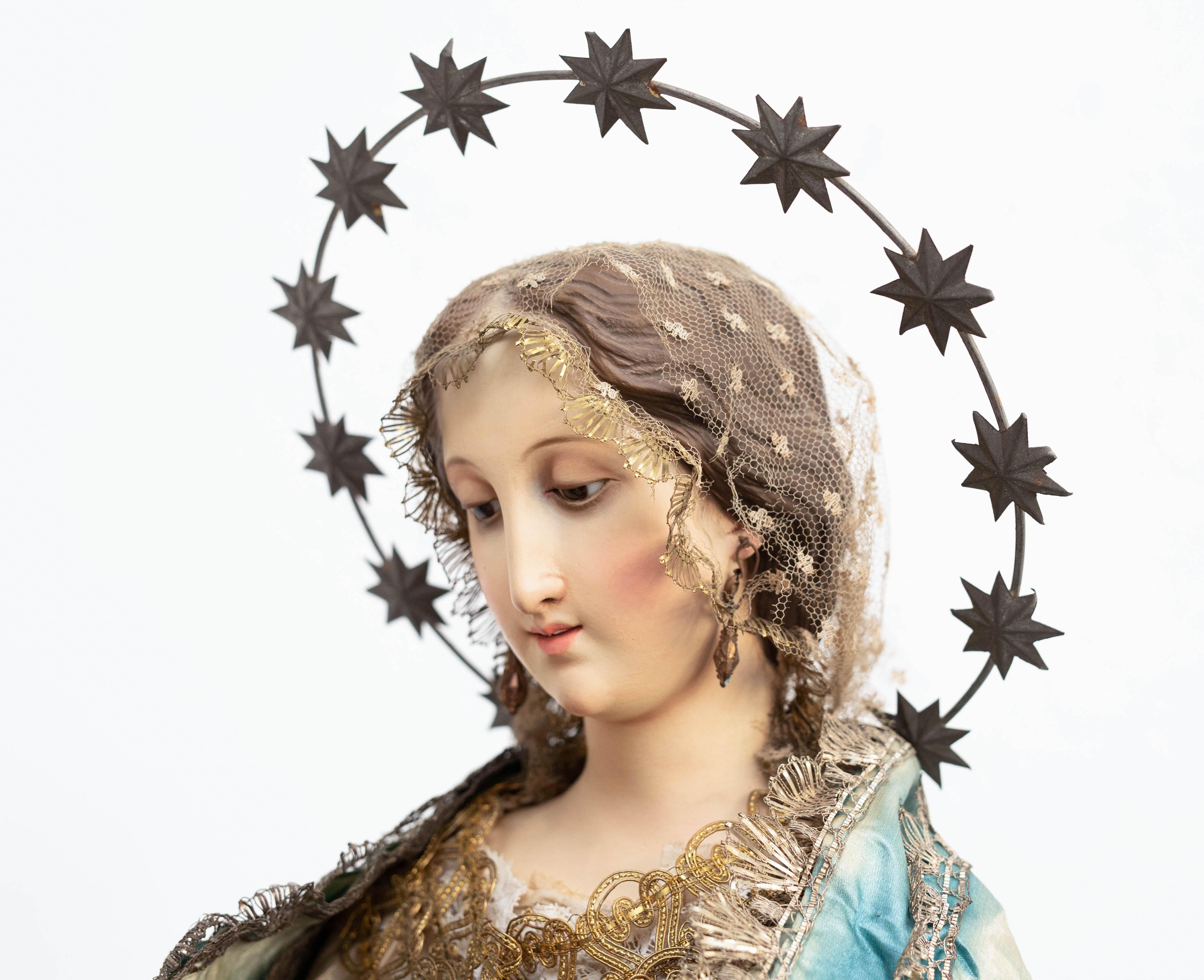 Catalan Virgin Wood Sculpture, Capipota In Good Condition For Sale In Barcelona, ES