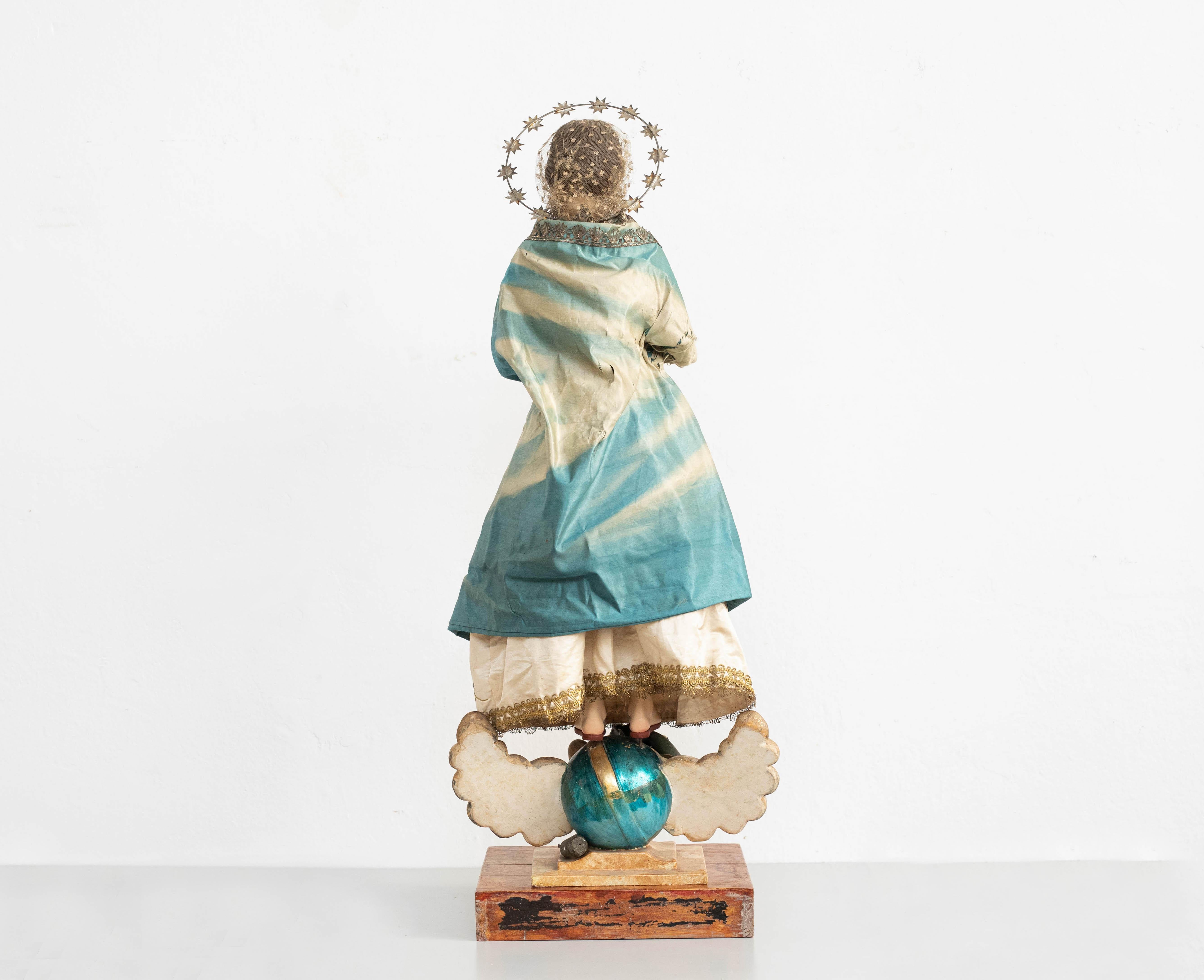 Mid-20th Century Catalan Virgin Wood Sculpture, Capipota For Sale