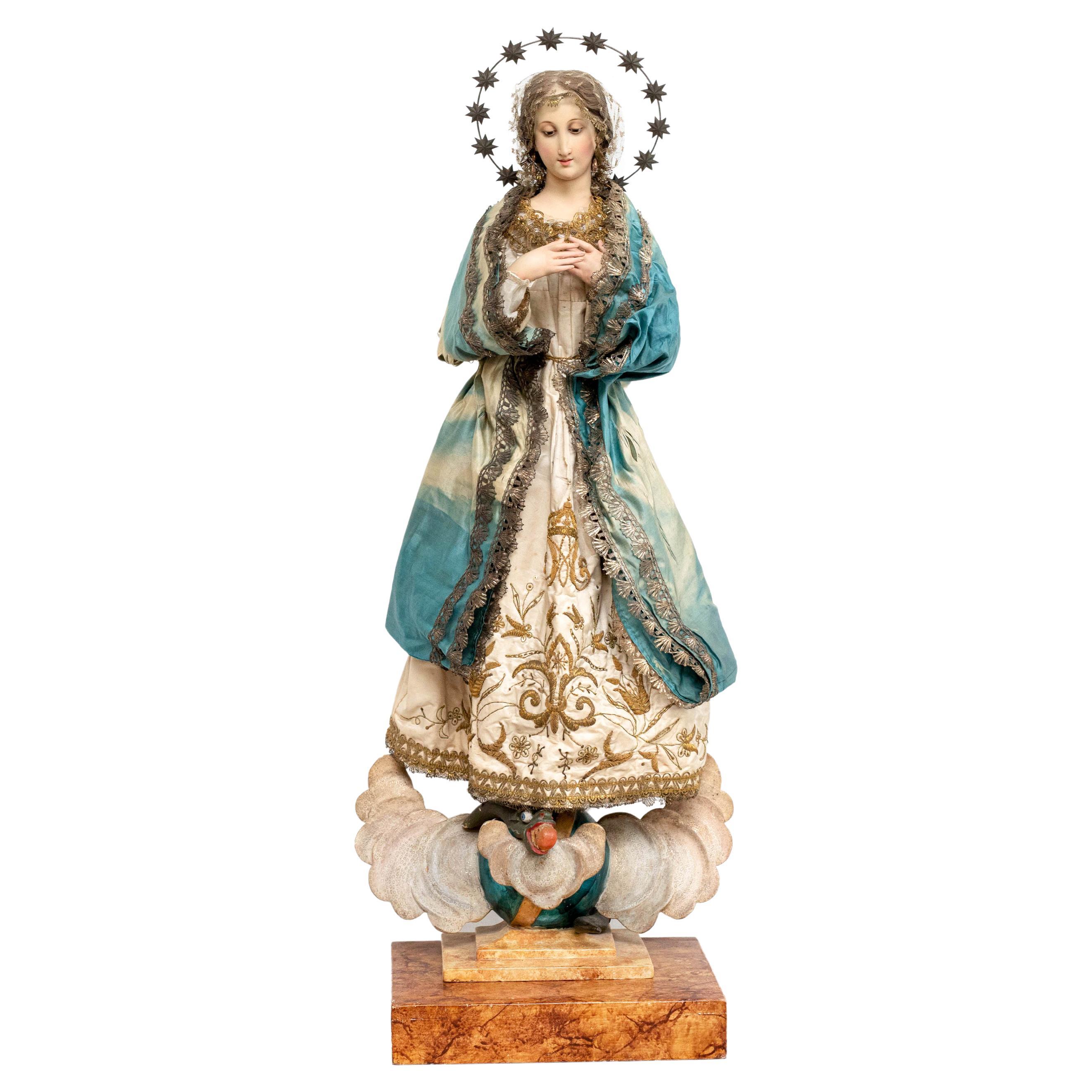 Catalan Virgin Wood Sculpture, Capipota For Sale