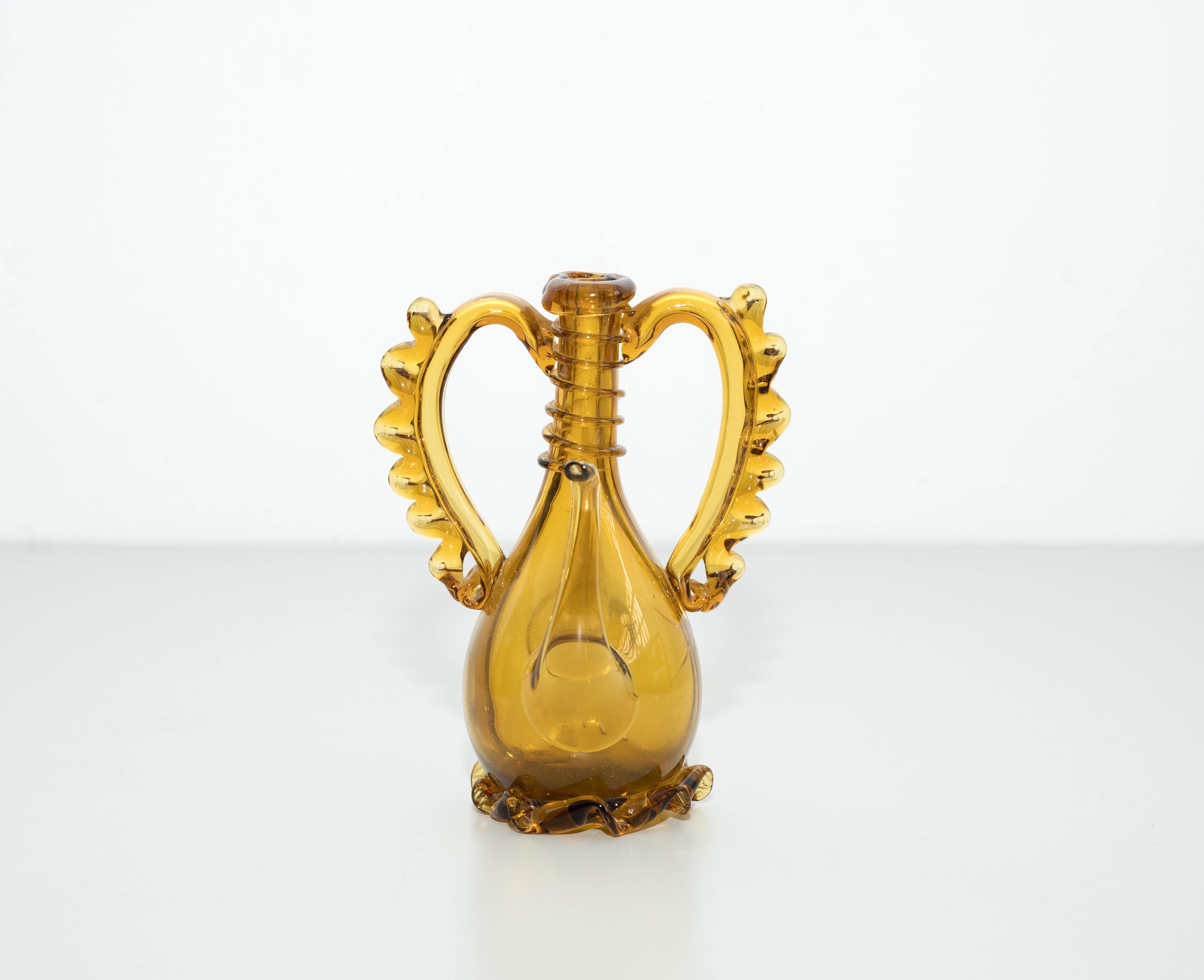Catalan Yellow Blown Glass Cruet, circa 1930 at 1stDibs