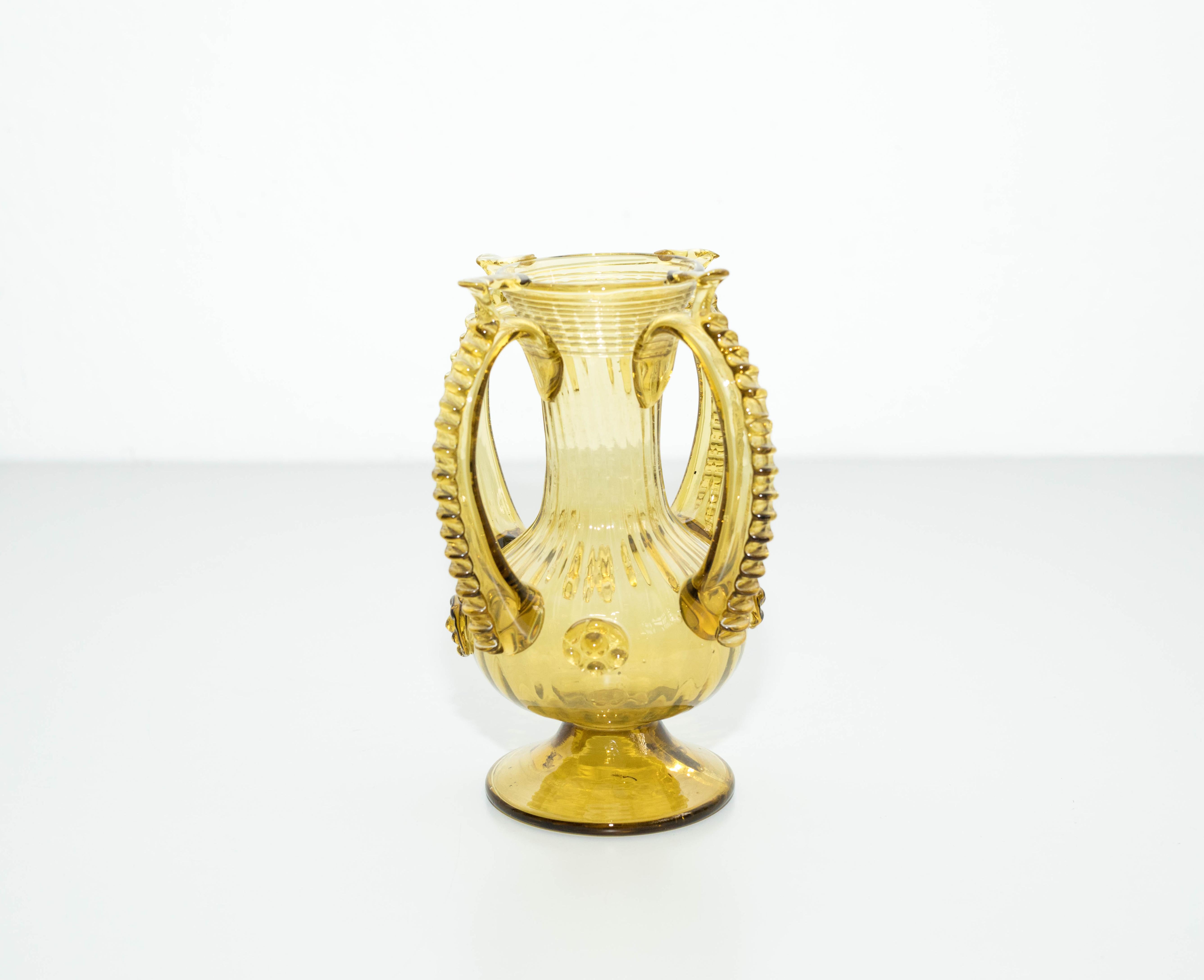 Spanish Catalan Yellow Blown Glass Vase, circa 1930
