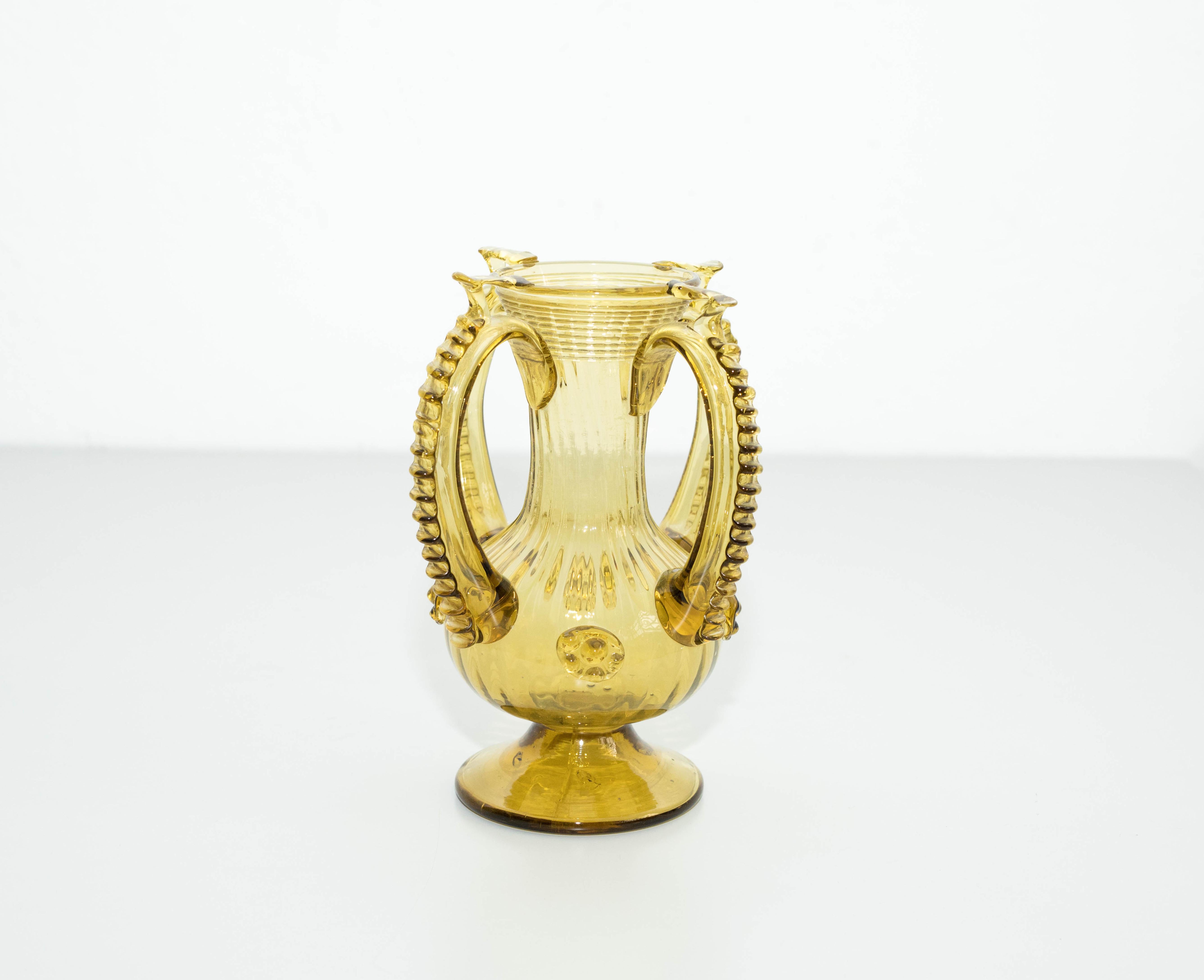 Mid-20th Century Catalan Yellow Blown Glass Vase, circa 1930