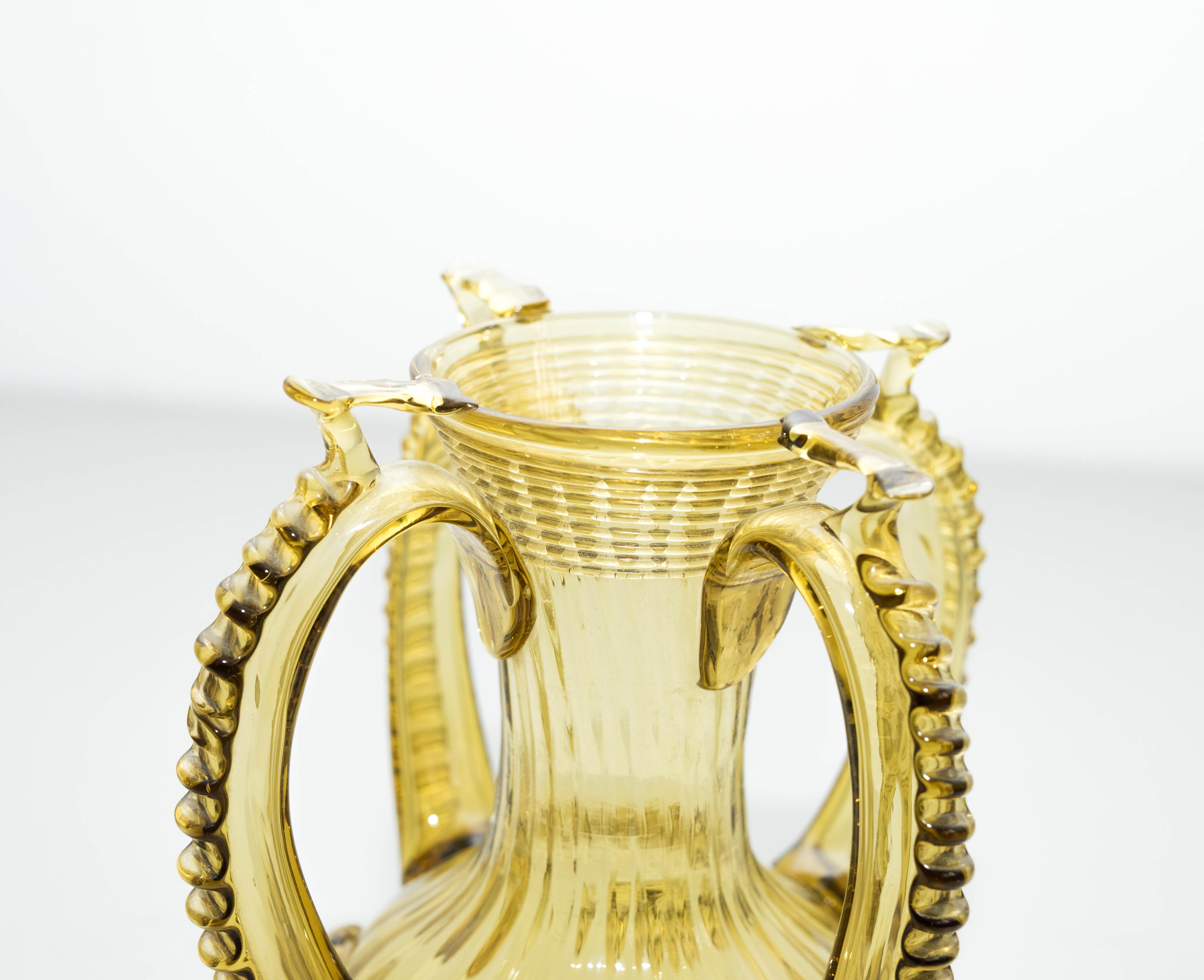 Catalan Yellow Blown Glass Vase, circa 1930 2