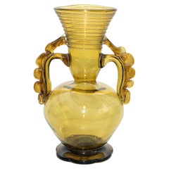 Catalan Yellow Blown Glass Vase, circa 1930