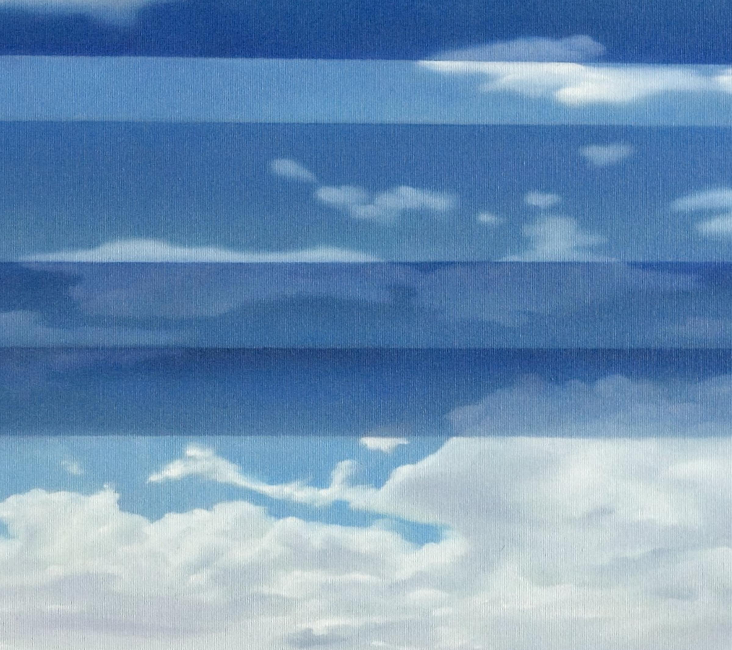 Chroma sky (Blue key) 12 - Contemporary, Landscape, Light Blue, Pastel, Clouds - Minimaliste Painting par Cătălin Petrișor