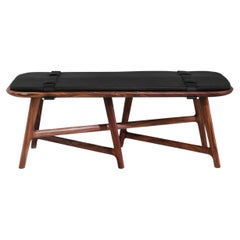 Catalina 120, Tropical Hardwood and Leather Daybed, Contemporary Mexican Design