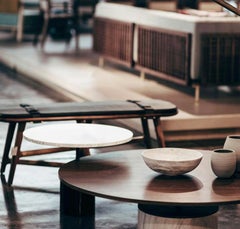 Desierto Bench 80, Walnut and Black Leather, Contemporary Mexican Design