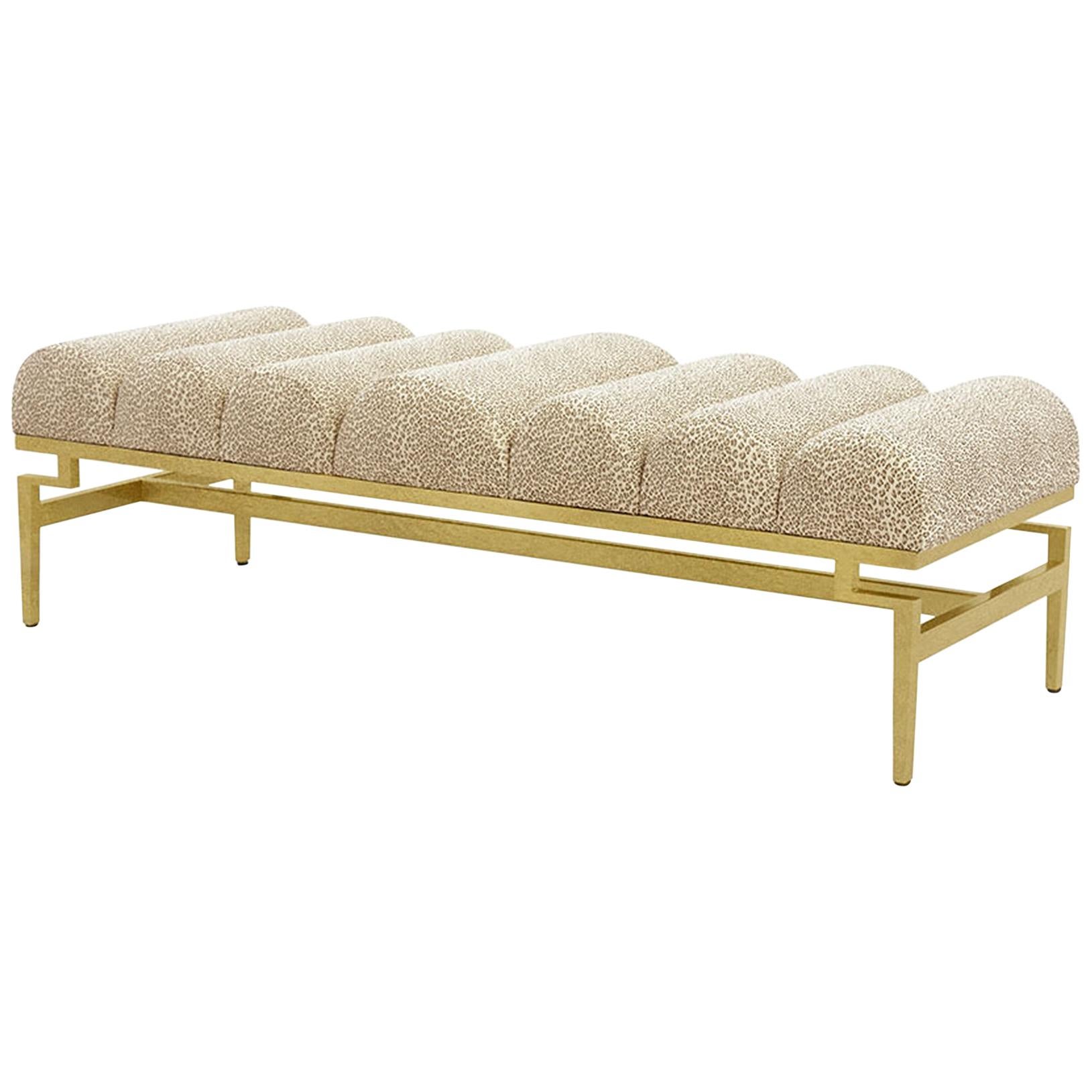 Catalina Bench with Gold Leaf Detail by Innova Luxuxy Group For Sale