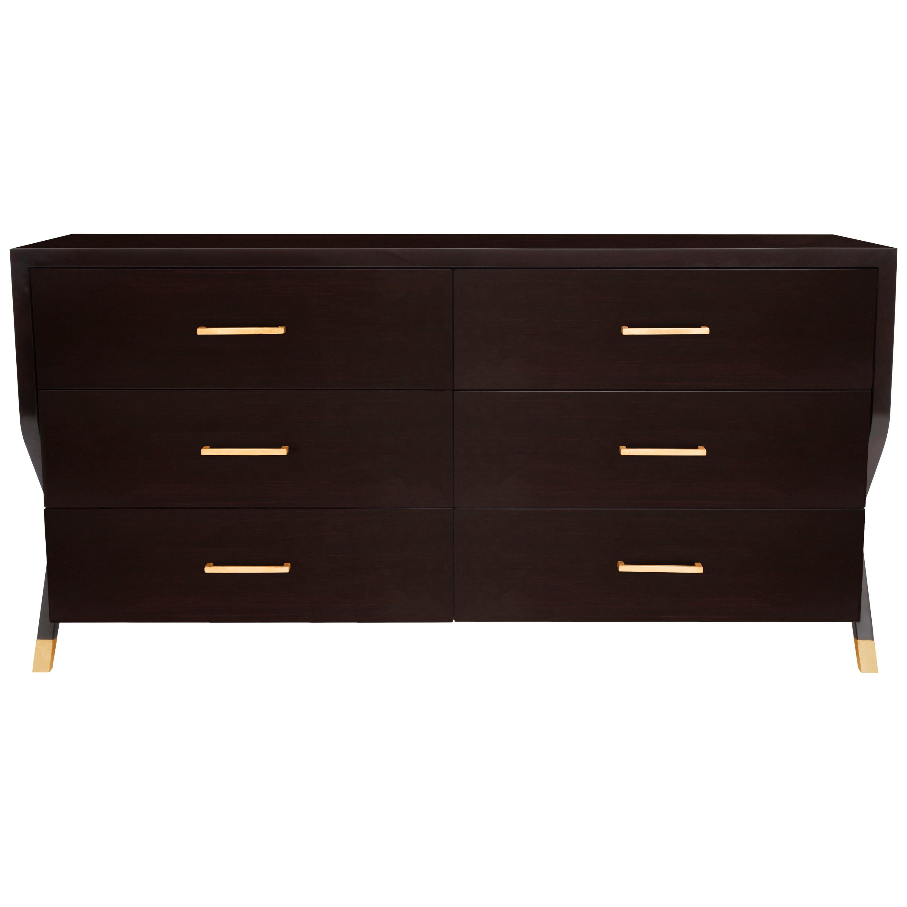 Catalina Dresser in Chocolate and Gold by Innova Luxuxy Group For Sale