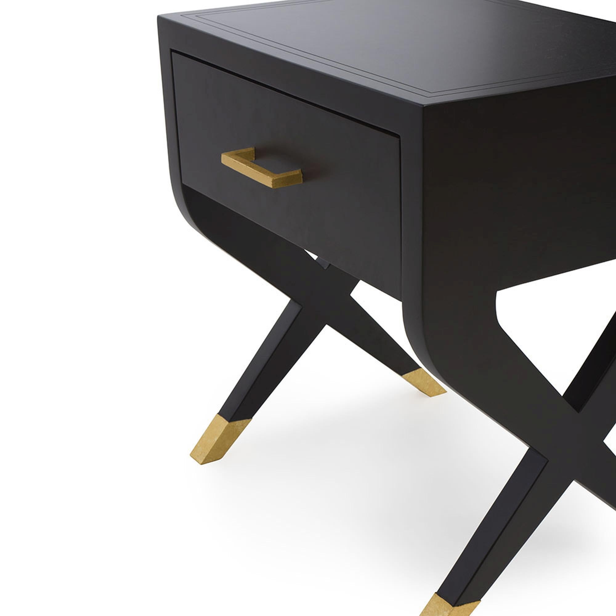 Modern Catalina Nightstand in Chocolate and Gold by Innova Luxuxy Group For Sale