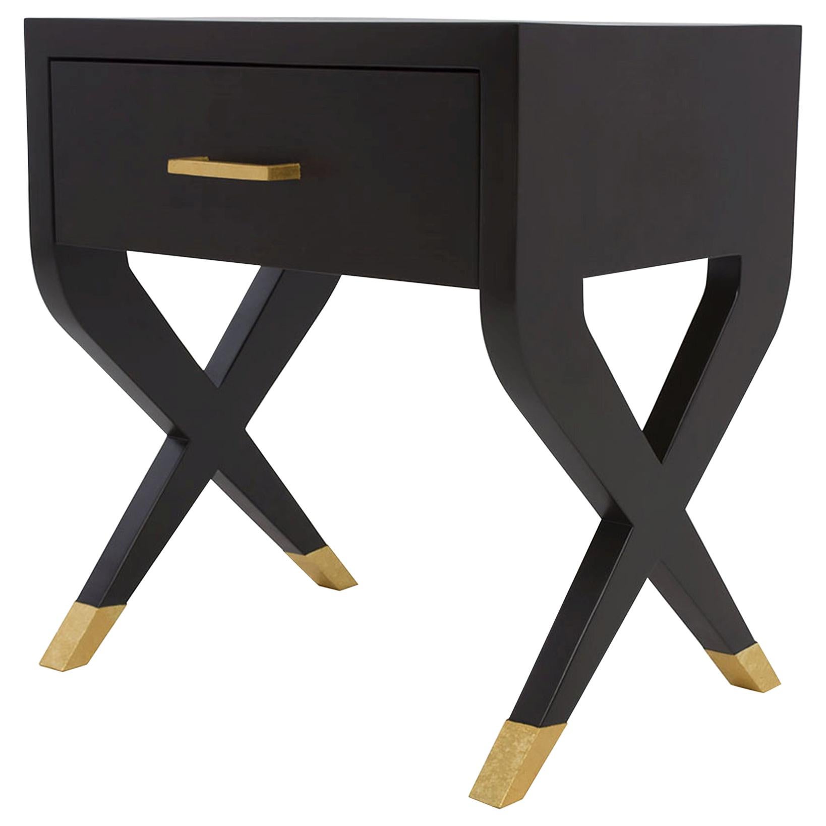 Catalina Nightstand in Chocolate and Gold by Innova Luxuxy Group For Sale