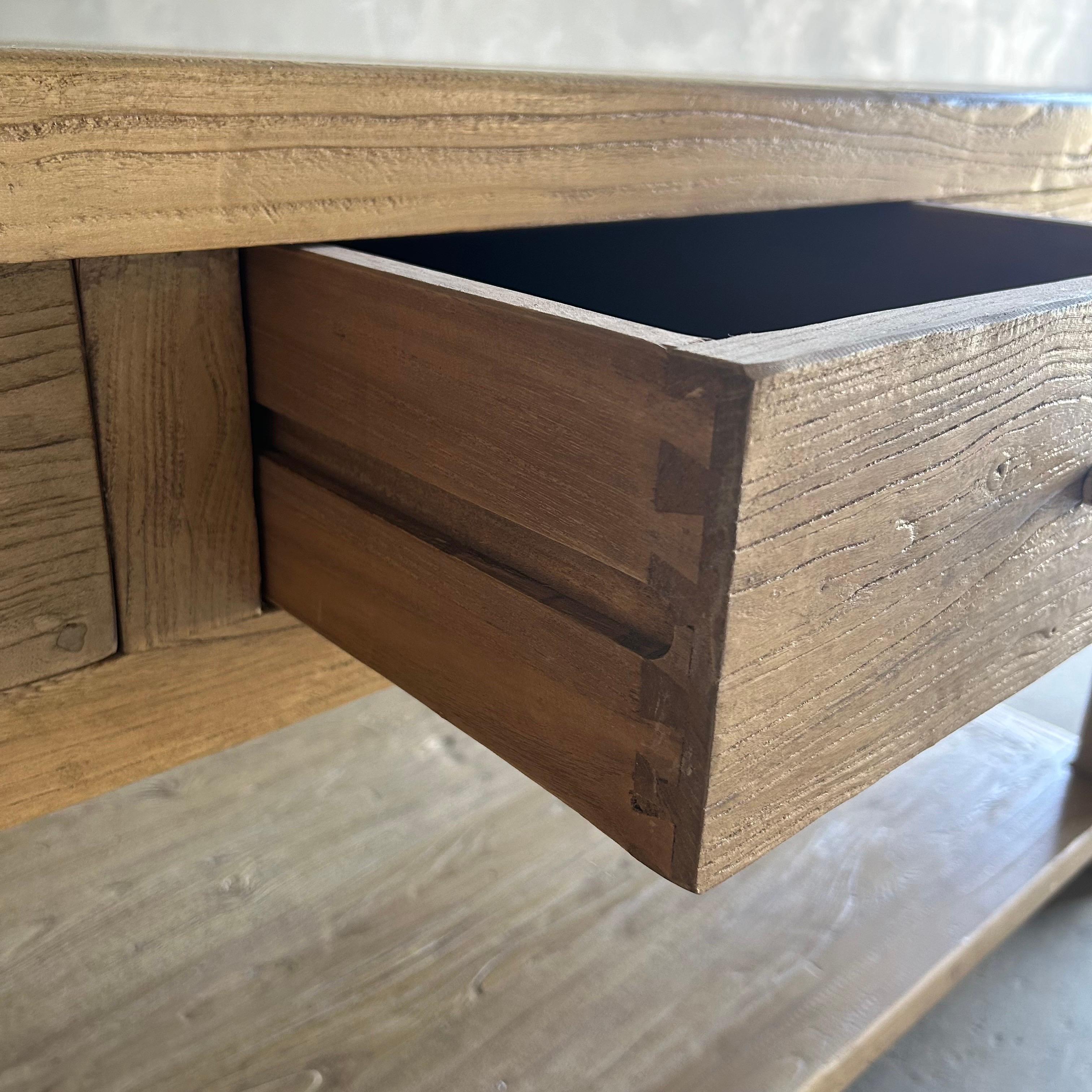 Catalina Reclaimed Elm Wood Kitchen Island in Natural and Removable Shelf 1
