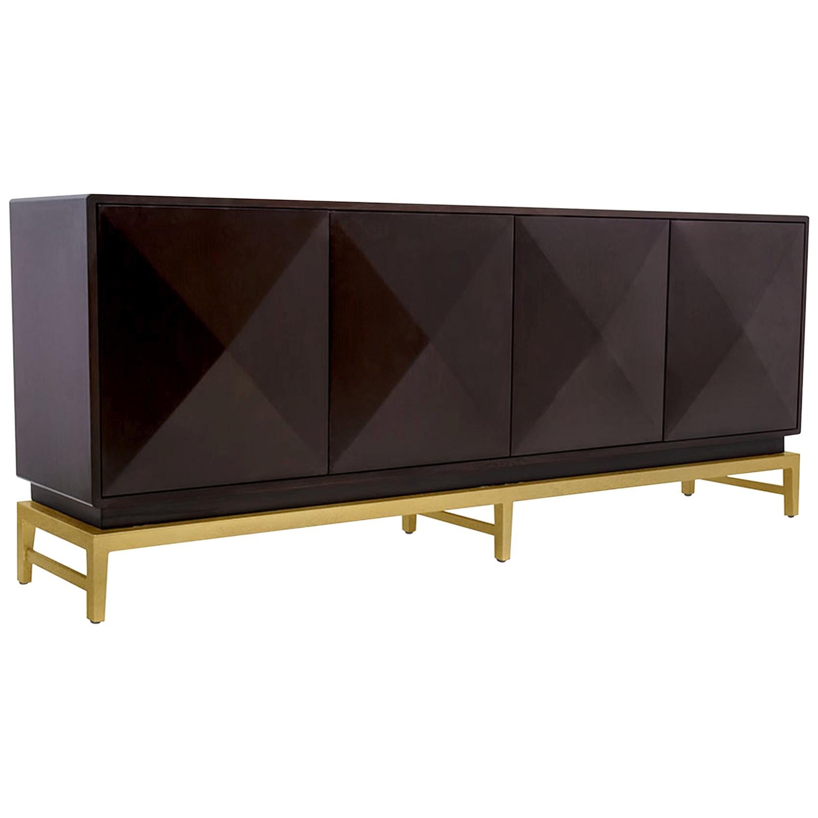 Catalina Sideboard in Chocolate & Gold by Innova Luxuxy Group For Sale
