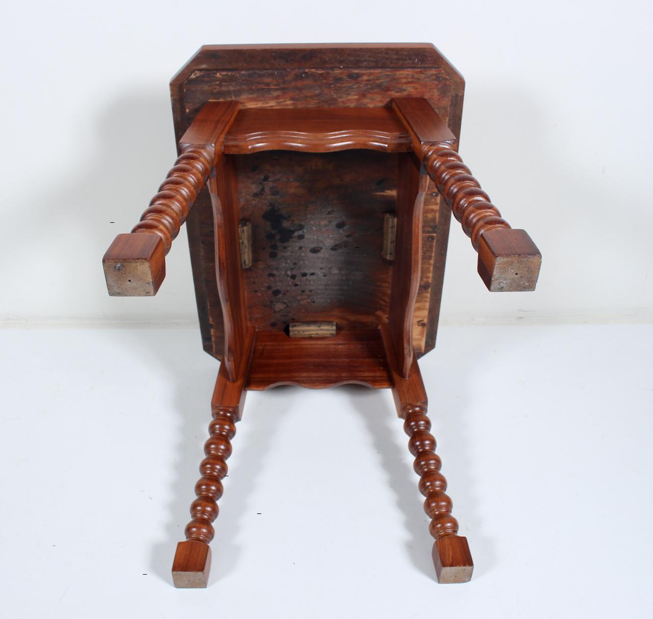 Catalina Style Spanish Turquoise & Orange Tile, Oak & Walnut End Table, C. 1920s For Sale 9