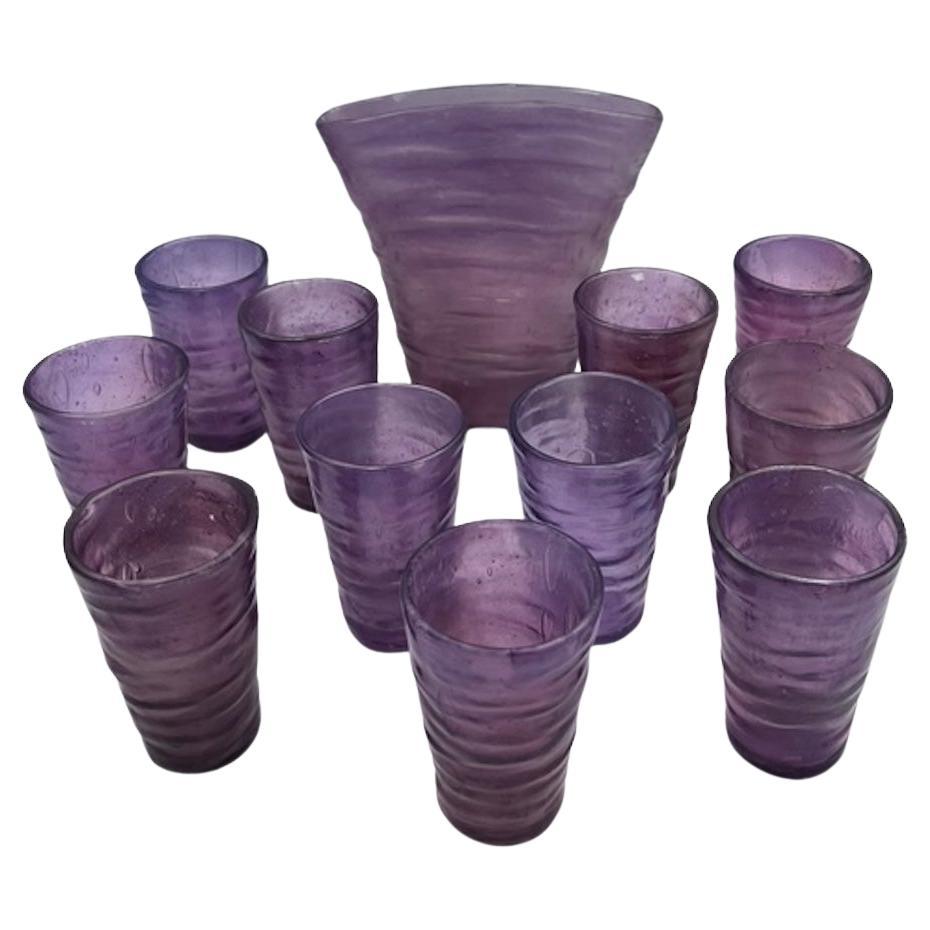 Catalina Vase and set of 11 Juice Glasses by Consolidated Glass Company