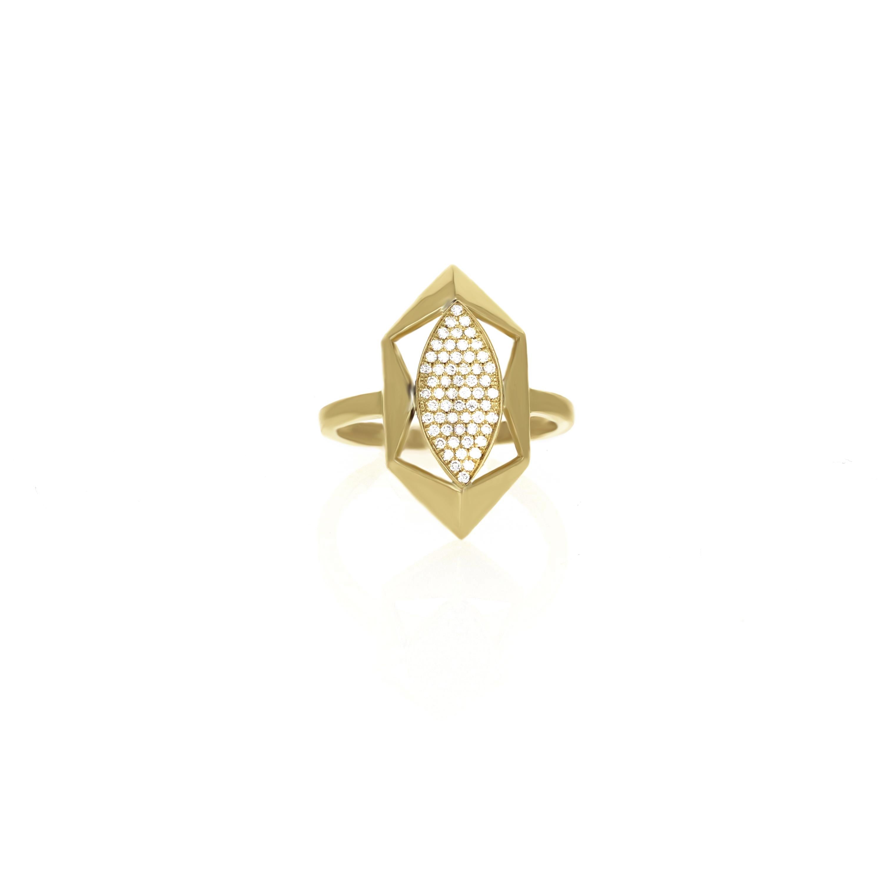 Artista Anello Catalina in oro giallo con pavé di oro 18kt e diamanti scintillanti in vendita