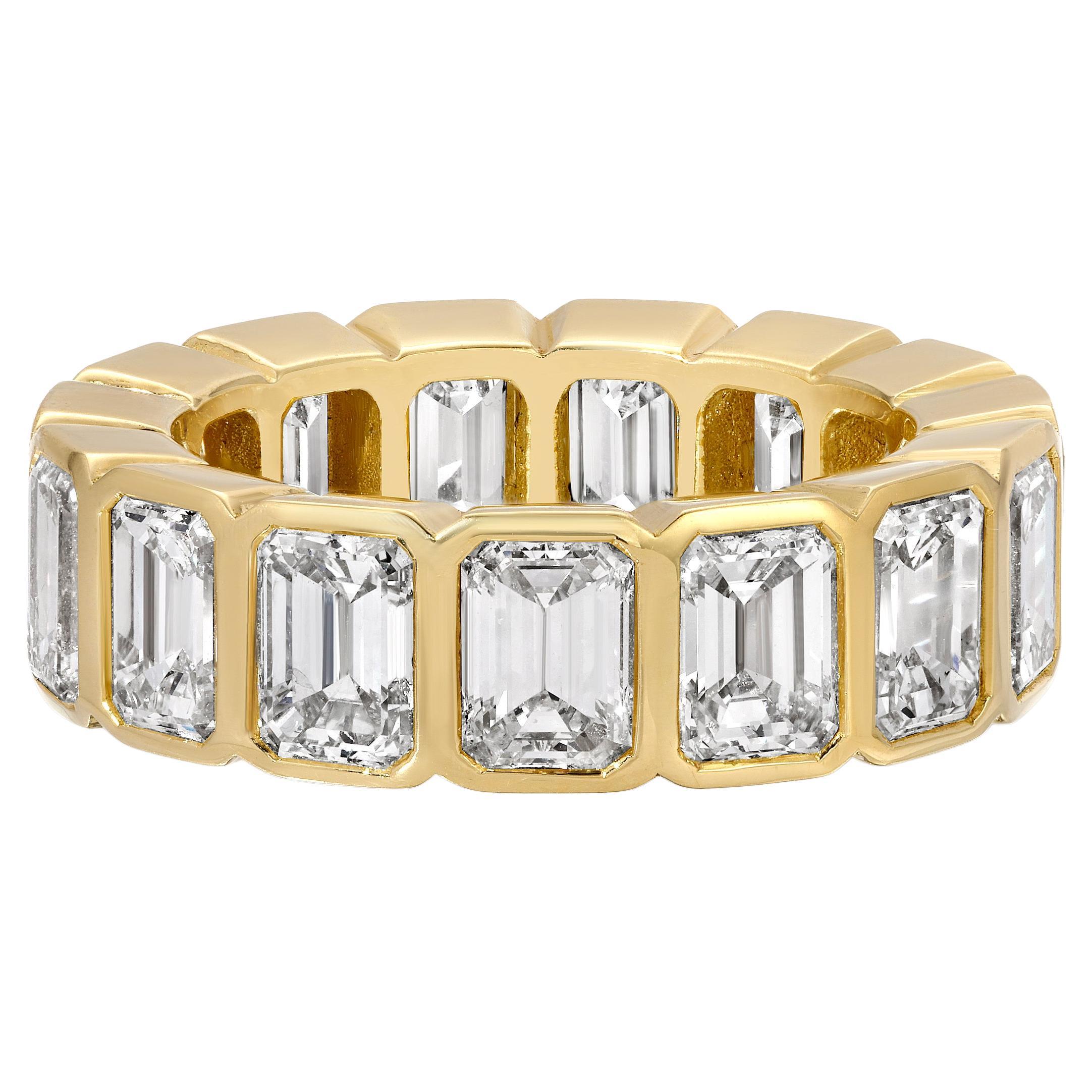 Emerald Bazel Cut 18K Yellow Gold Diamond Ring