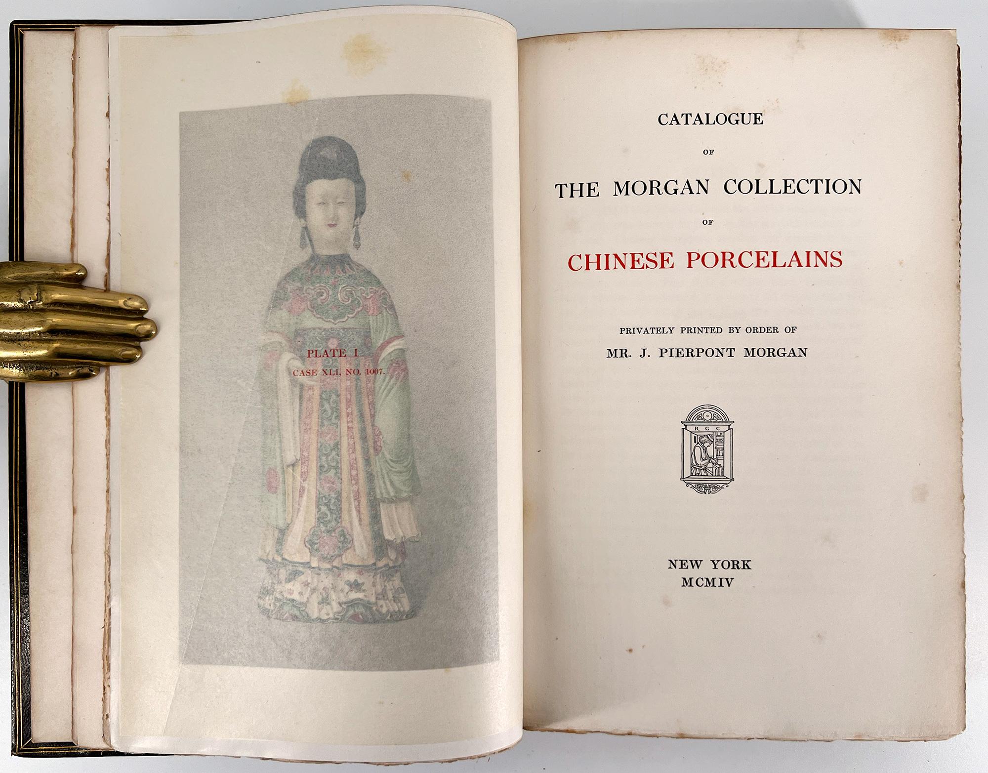 Among the most beautifully printed books on Chinese ceramics.
Catalogue of the Morgan Collection of Chinese Porcelains
by: Bushell, Dr. Stephen W. and William M. Laffan

New York: Privately Printed by Order of Mr. J. Pierpont Morgan (DeVinne Press