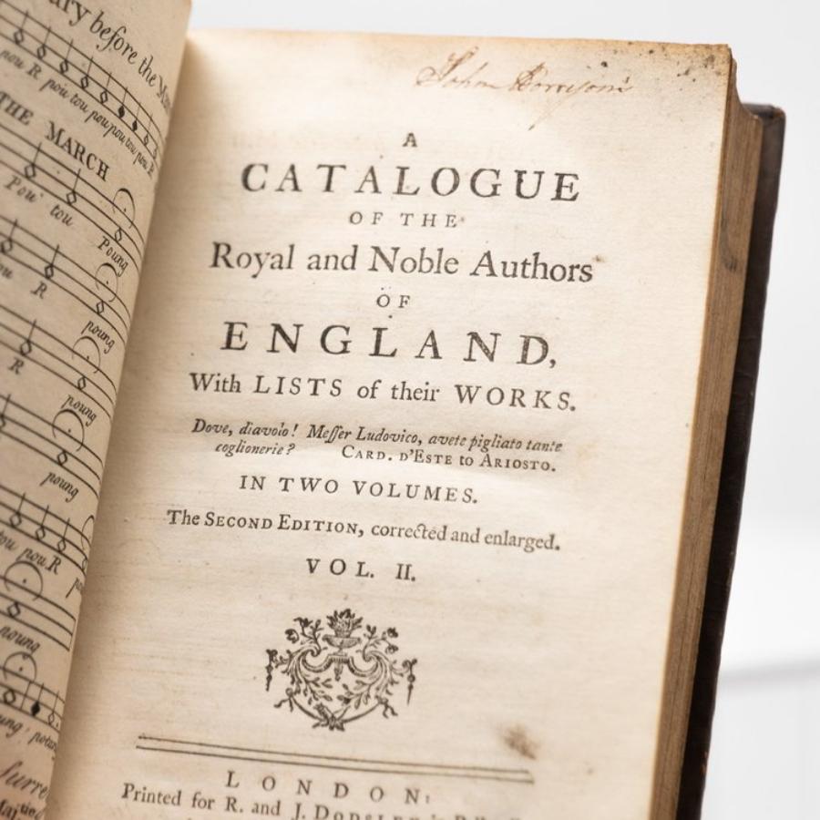 Mid-18th Century Catalogue of the Royal and Noble Authors of England. circa 1759. in Two Volumes