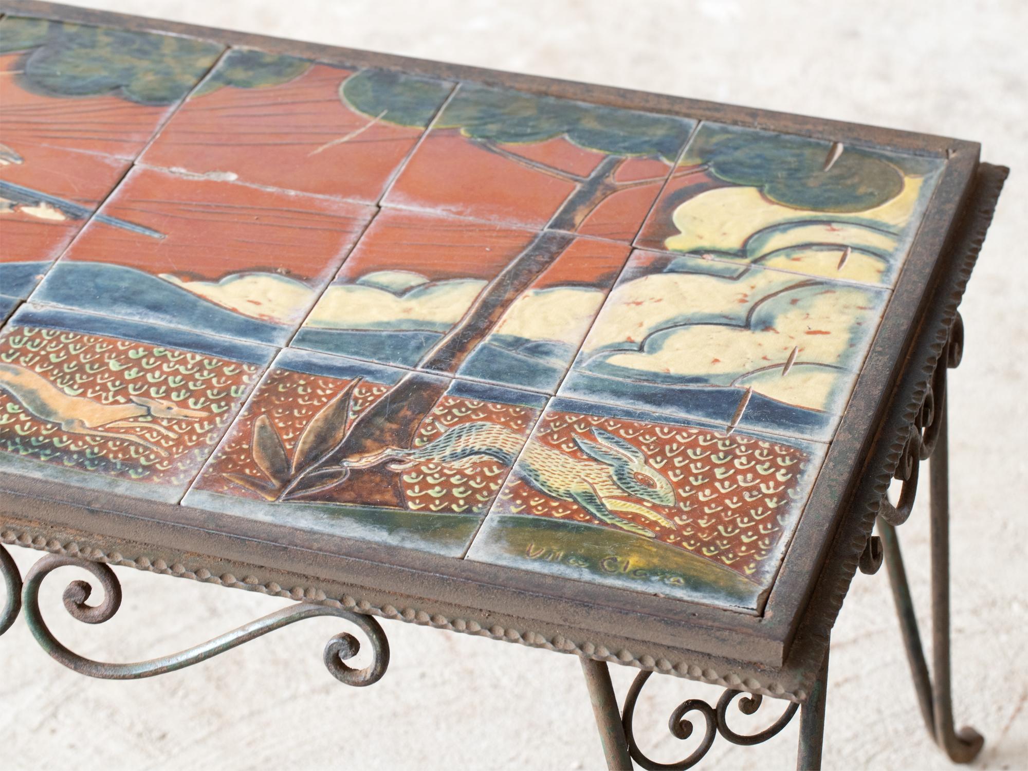 Hand-Painted Catalonian Vilà Clara Coffee Table, Mid 20th Century For Sale