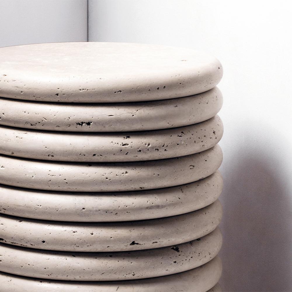 Hand-Crafted Catane Travertine Stool For Sale