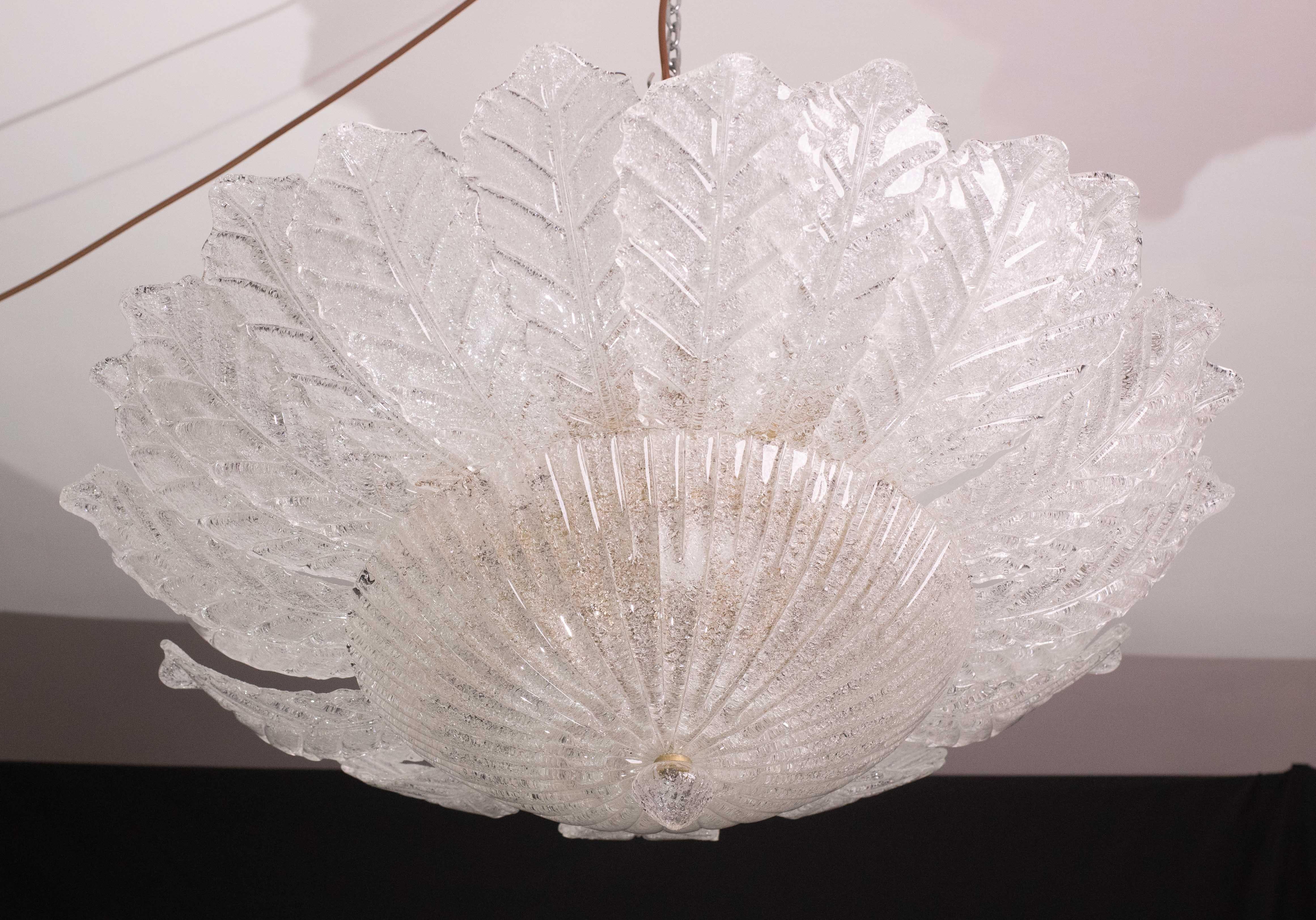 European Catania, Large Size Murano Clear trasparent Vintage Glass Ceiling Light, 1970s For Sale