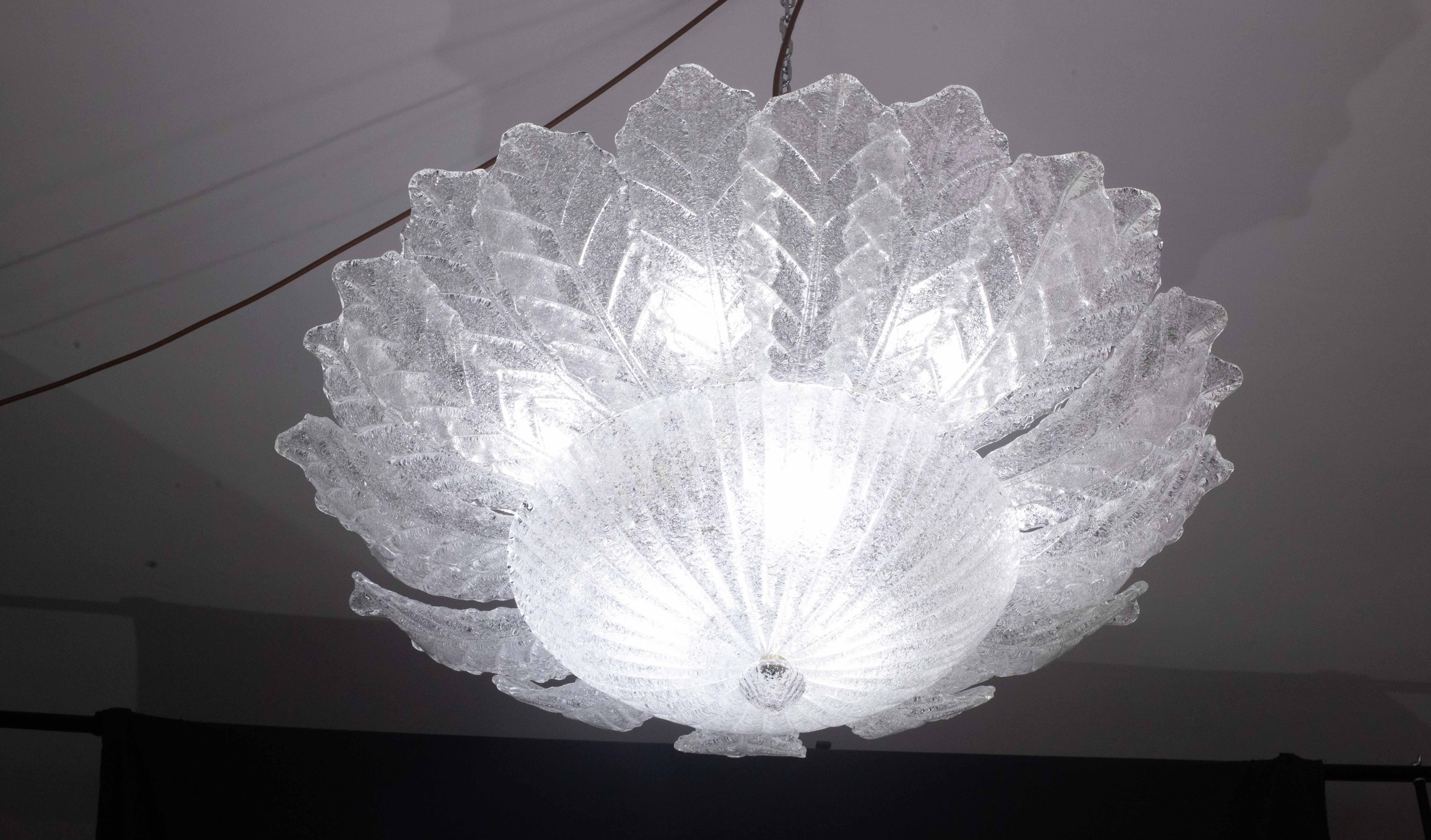 Catania, Large Size Murano Clear trasparent Vintage Glass Ceiling Light, 1970s In Good Condition For Sale In Roma, IT