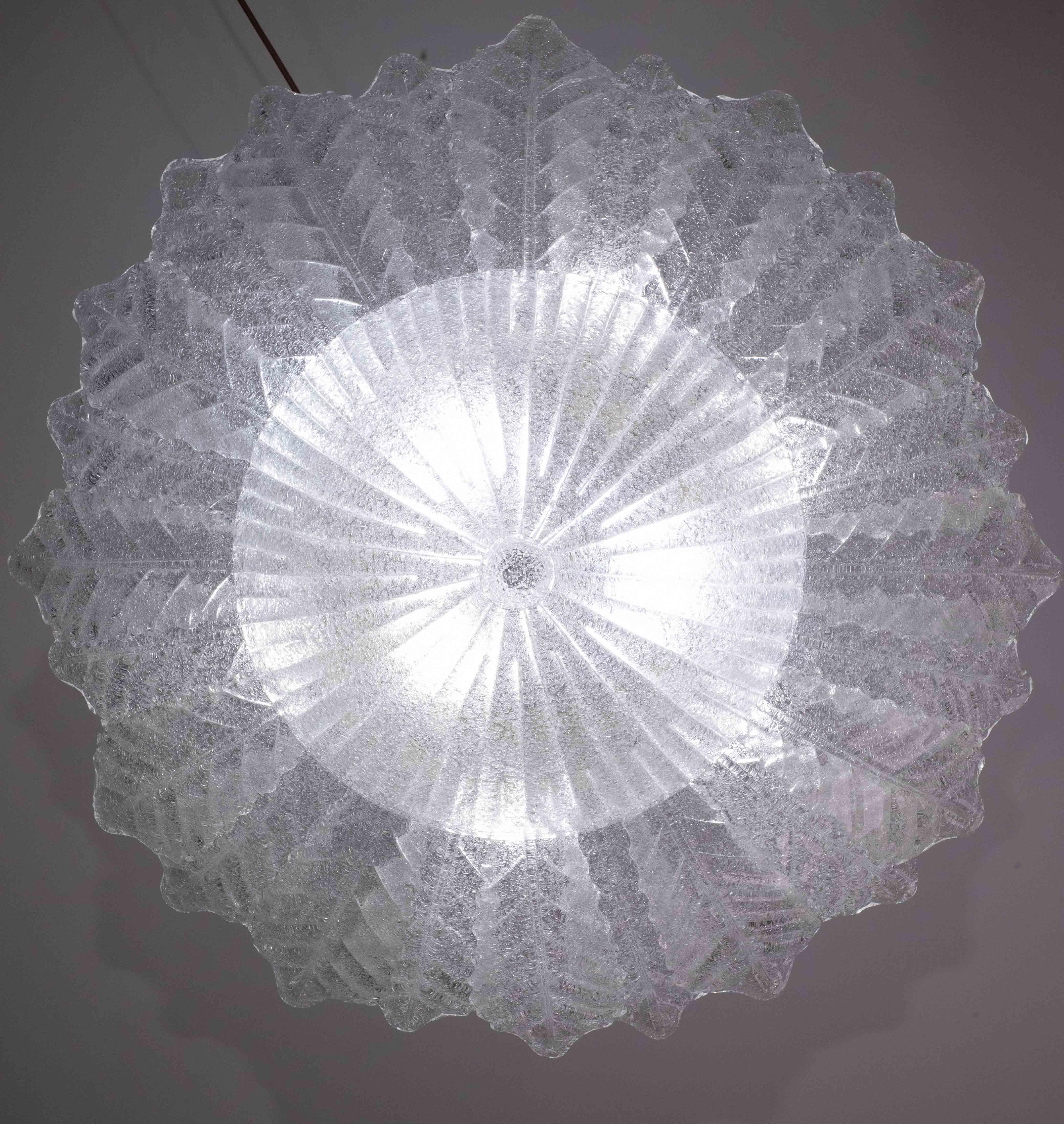 Murano Glass Catania, Large Size Murano Clear trasparent Vintage Glass Ceiling Light, 1970s For Sale