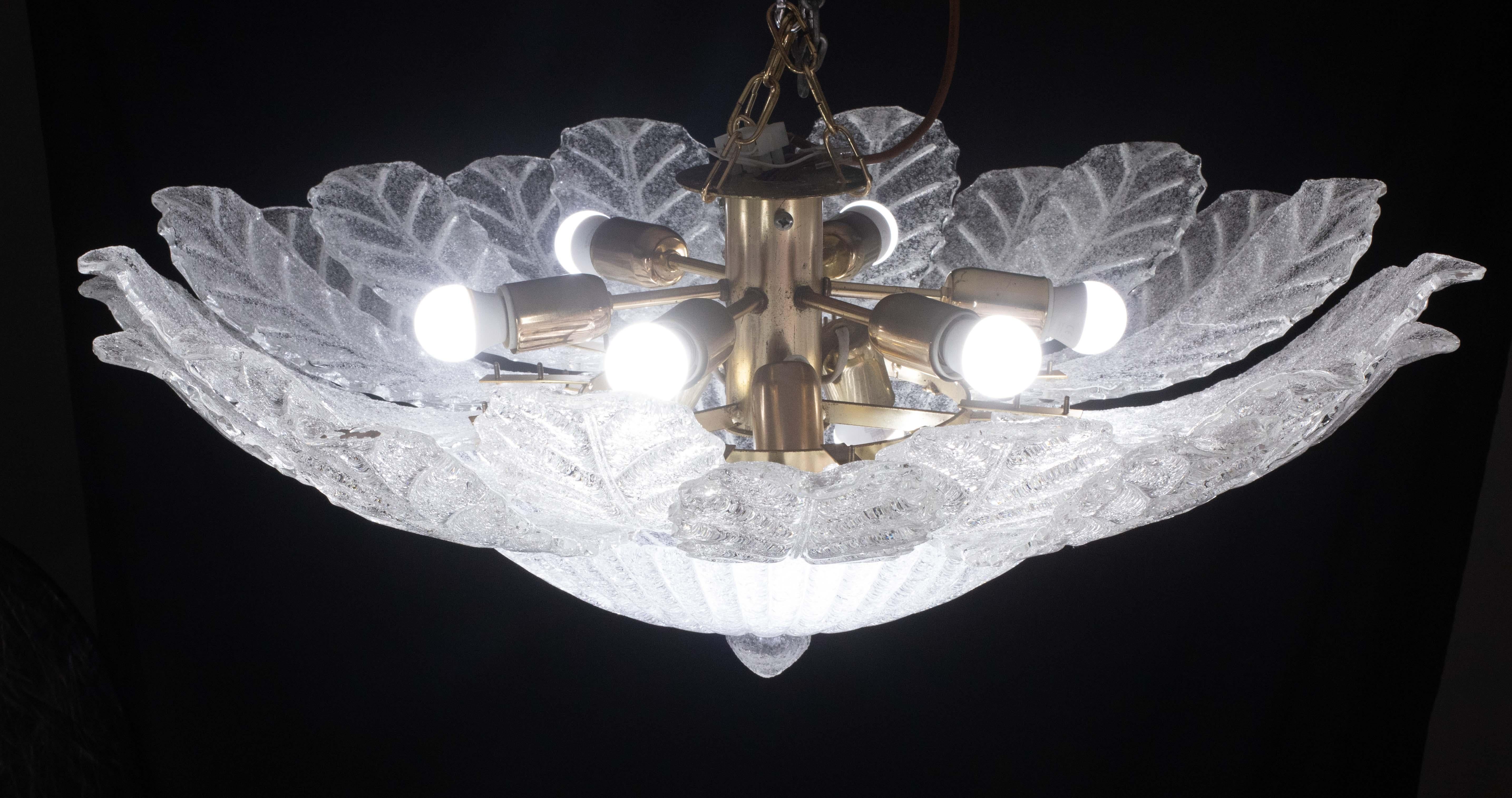 Catania, Large Size Murano Clear trasparent Vintage Glass Ceiling Light, 1970s For Sale 1