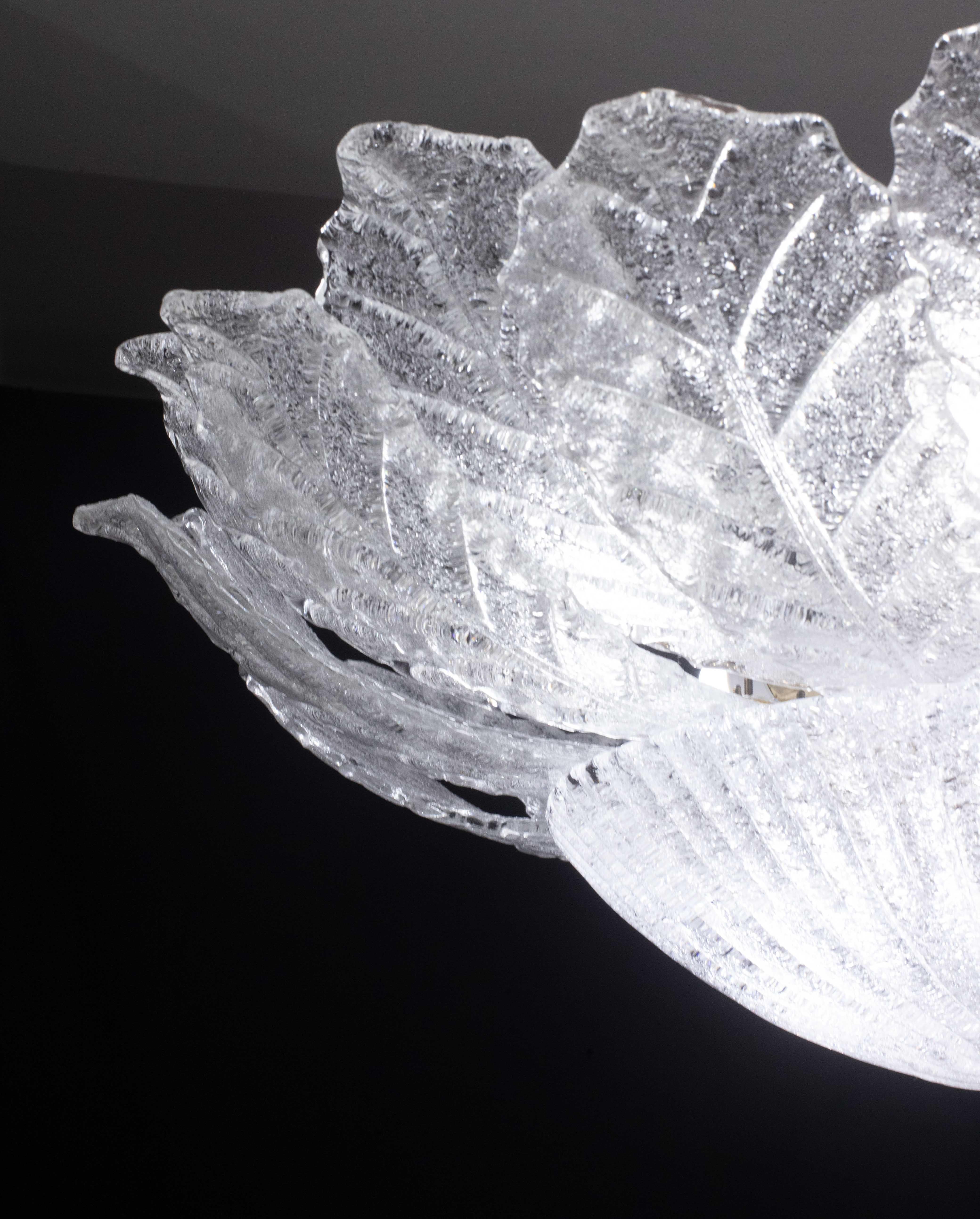 Catania, Large Size Murano Clear trasparent Vintage Glass Ceiling Light, 1970s For Sale 2