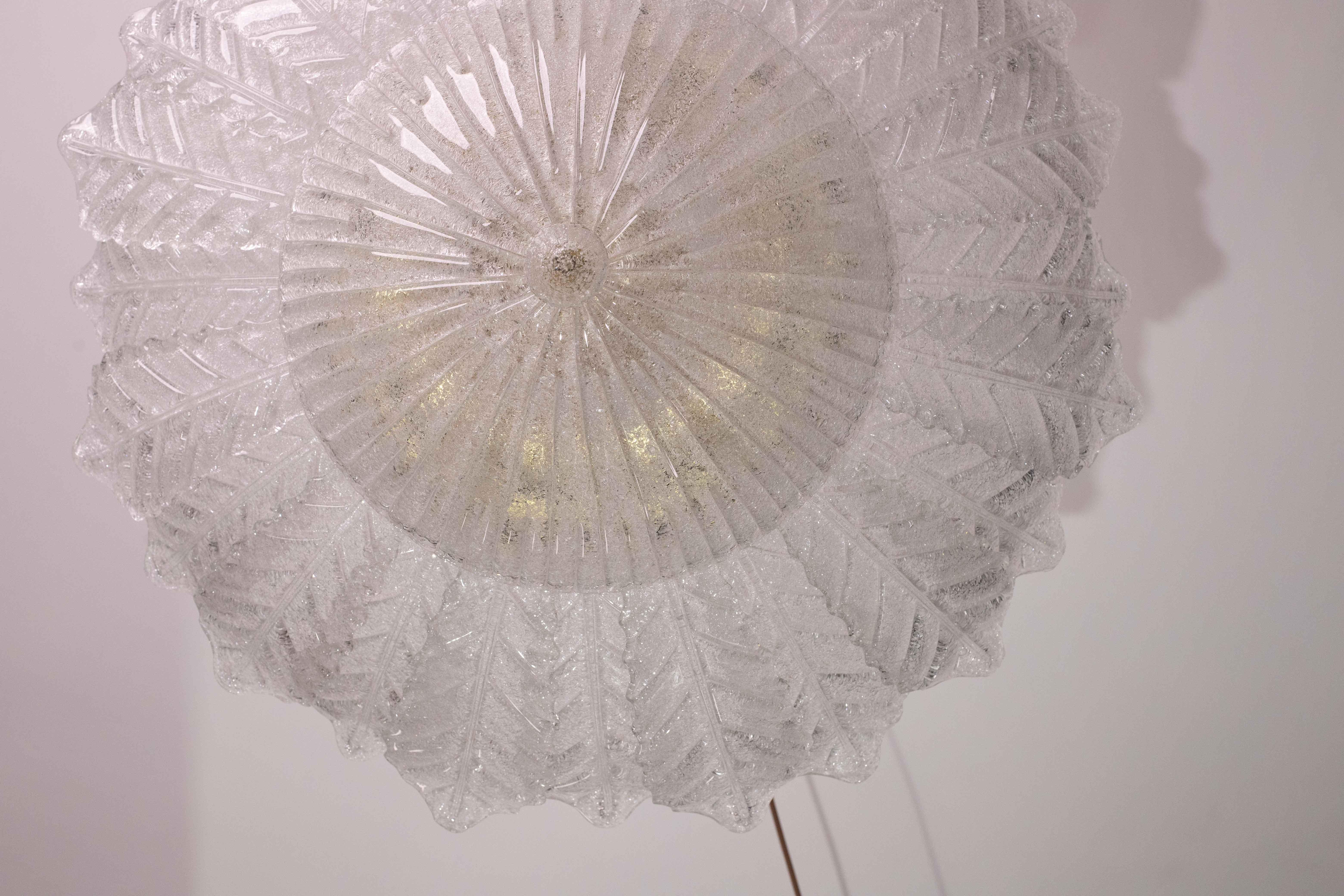 Catania, Large Size Murano Clear trasparent Vintage Glass Ceiling Light, 1970s For Sale 3