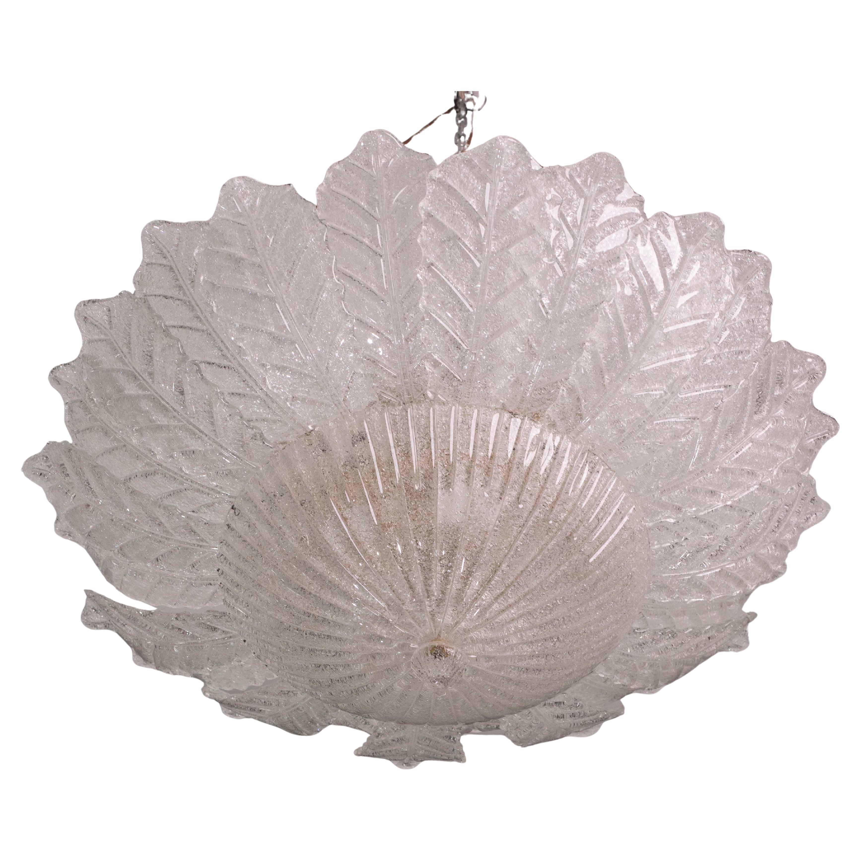 Catania, Large Size Murano Clear trasparent Vintage Glass Ceiling Light, 1970s