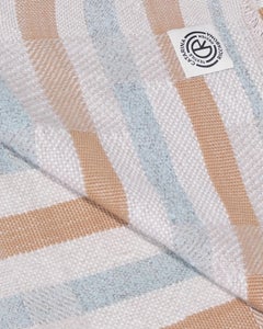 Catarina Riccabona, Handwoven Linen Throw 'Stripes Pale Green & Rust'