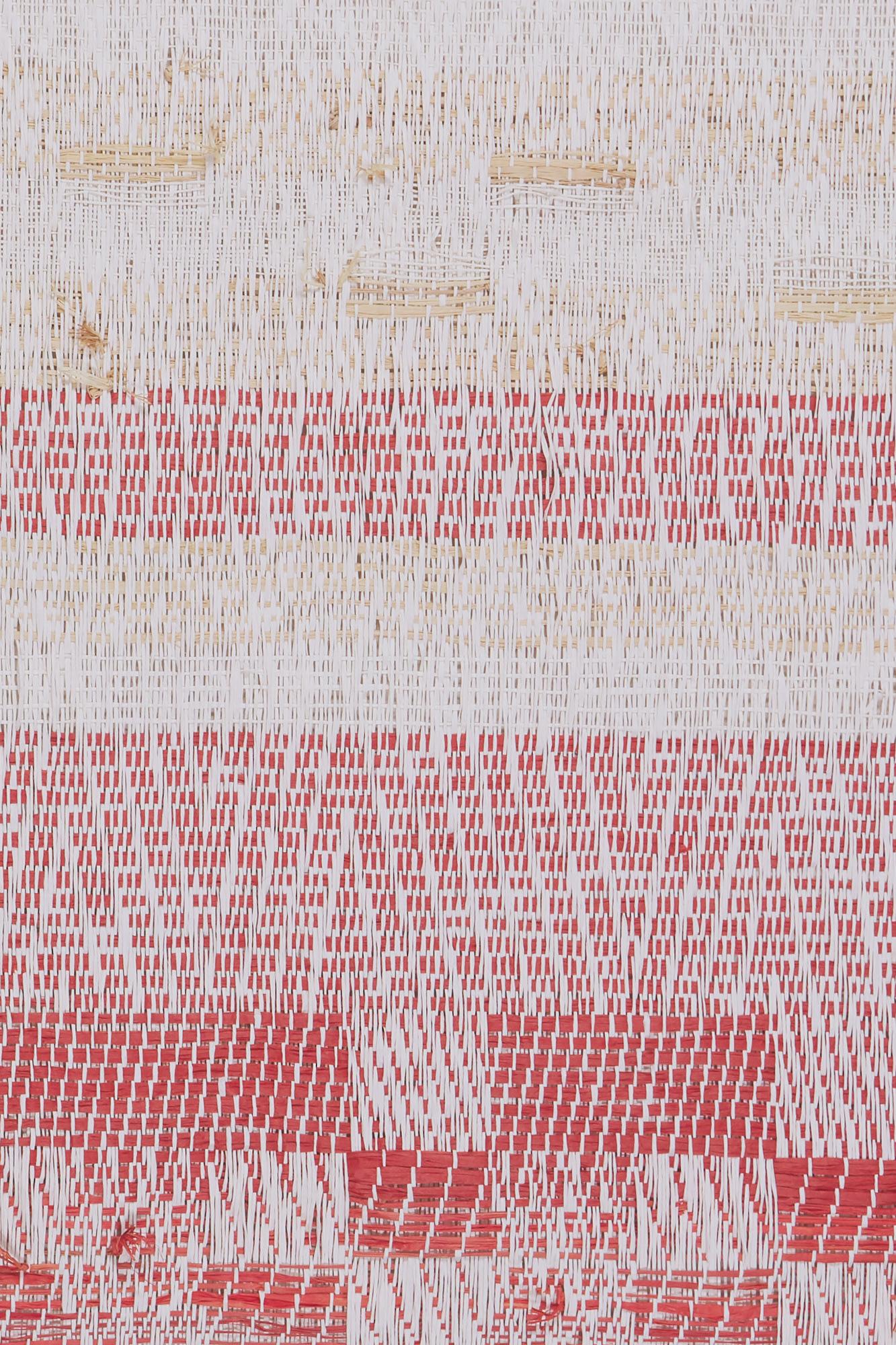 Rojo y azul
Hilos de papel y rafia tejidos a mano
Aprox. Alto 108 x Ancho 108 cm (obra sin enmarcar)