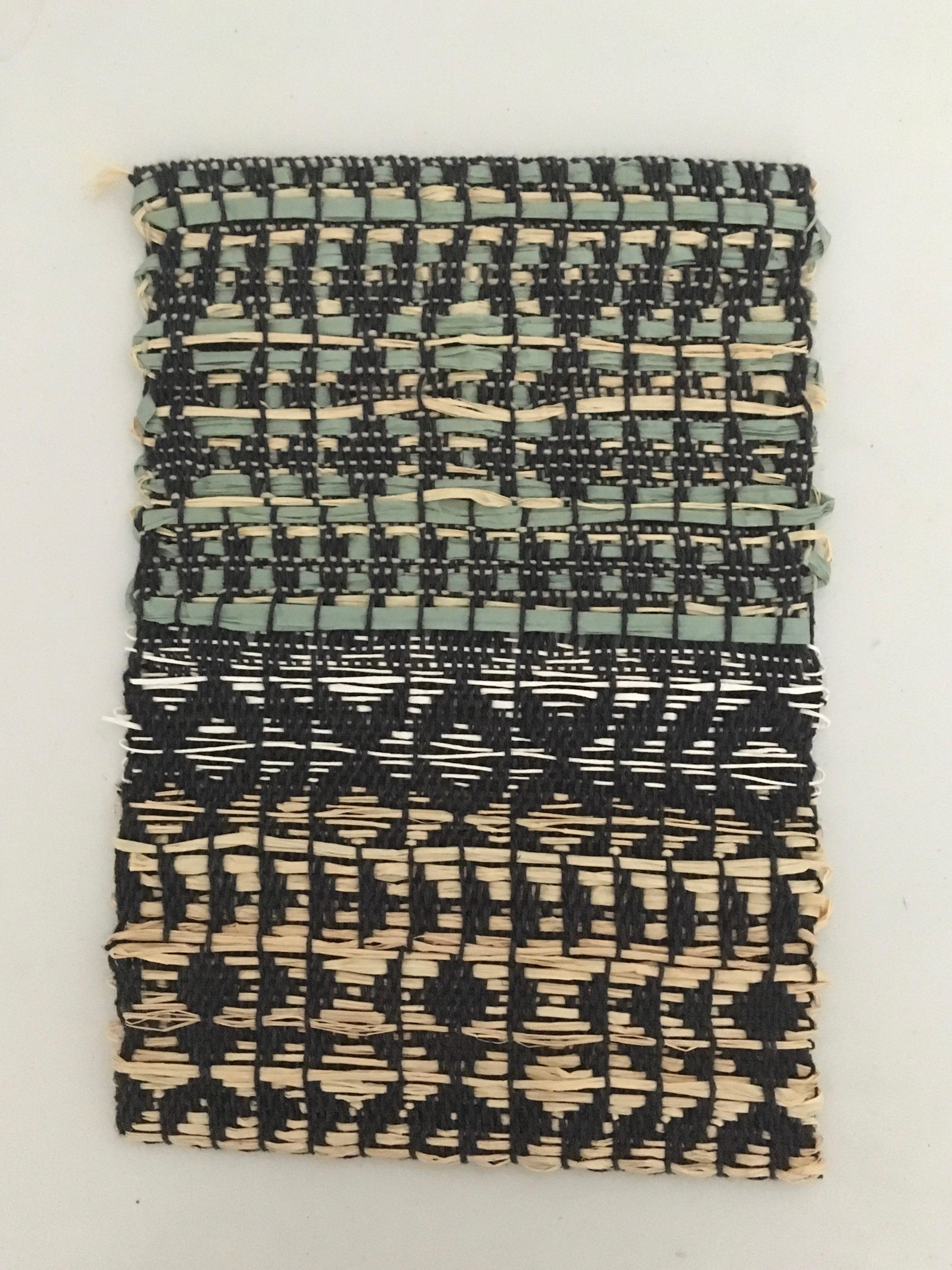 Contemporary Catarina Riccabona, Patterned Linen, Paper & Raffia Panel For Sale