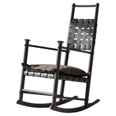 Catawba Rocking Chair, Modern Leather Rocking Chair, Black, for Craft Associates