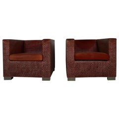 Catawiki Rodolfo Dordoni for Minotti, Pair, 'Suitcase' Leather Armchairs