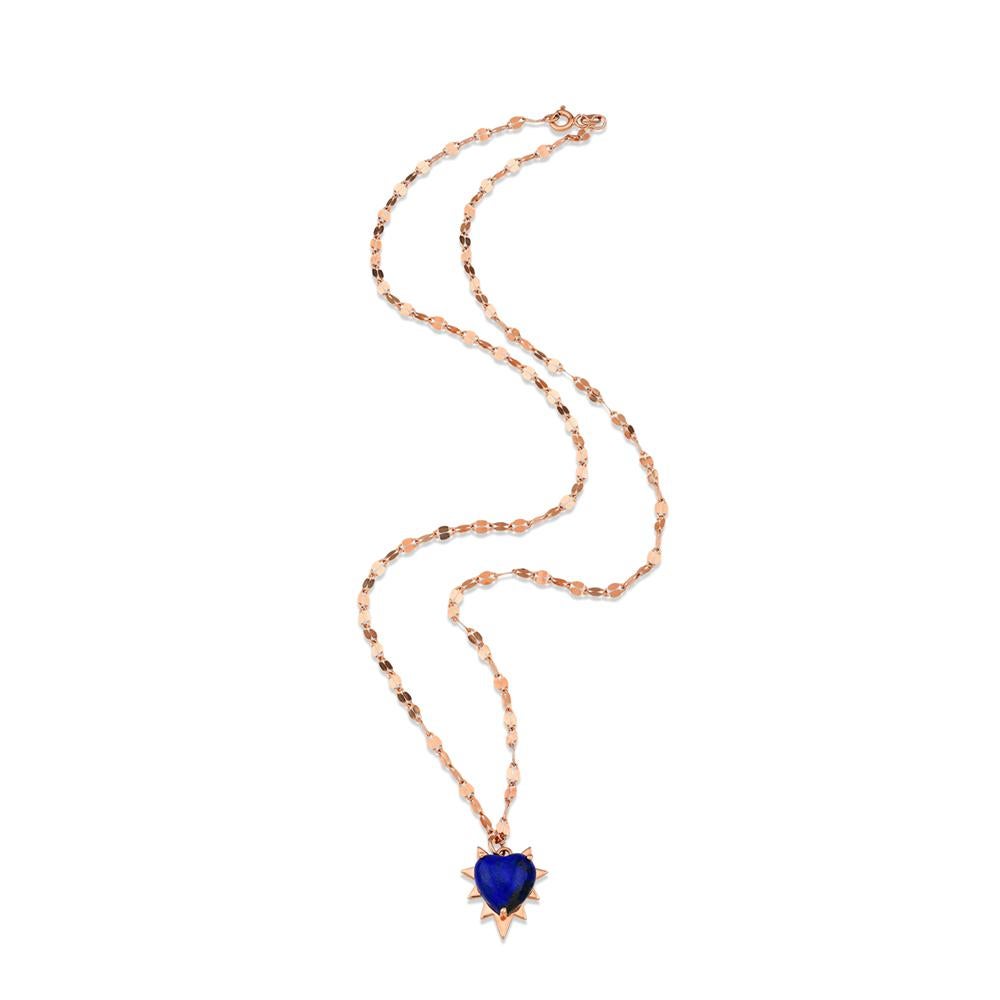 Catch you lapis heart necklace in 14k rose gold by Selda Jewellery

Additional Information:-
Collection: Dragon lady collection
14K Rose gold
Chain length 54cm
