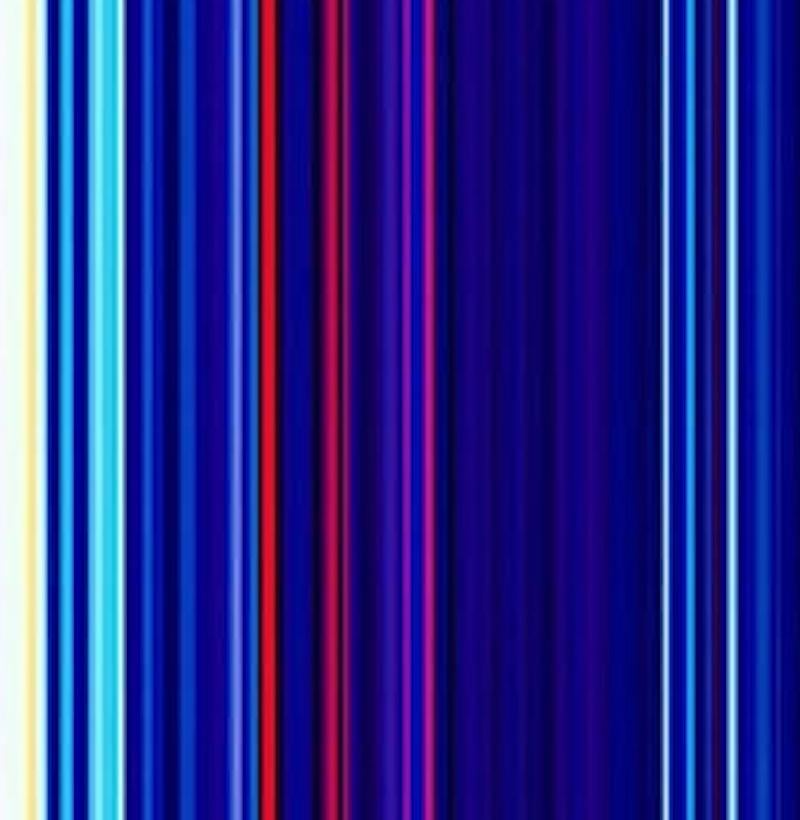 “Medicine Buddha”, striped in deep blues, violets and white, photographs light - Contemporary Photograph by Cate Woodruff