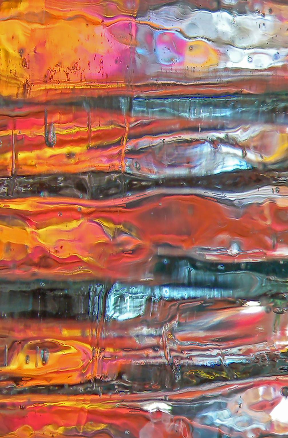 Cate Woodruff Color Photograph - “Nectar”, a flowing stack of red, pink, and orange, photogaphs pure light 